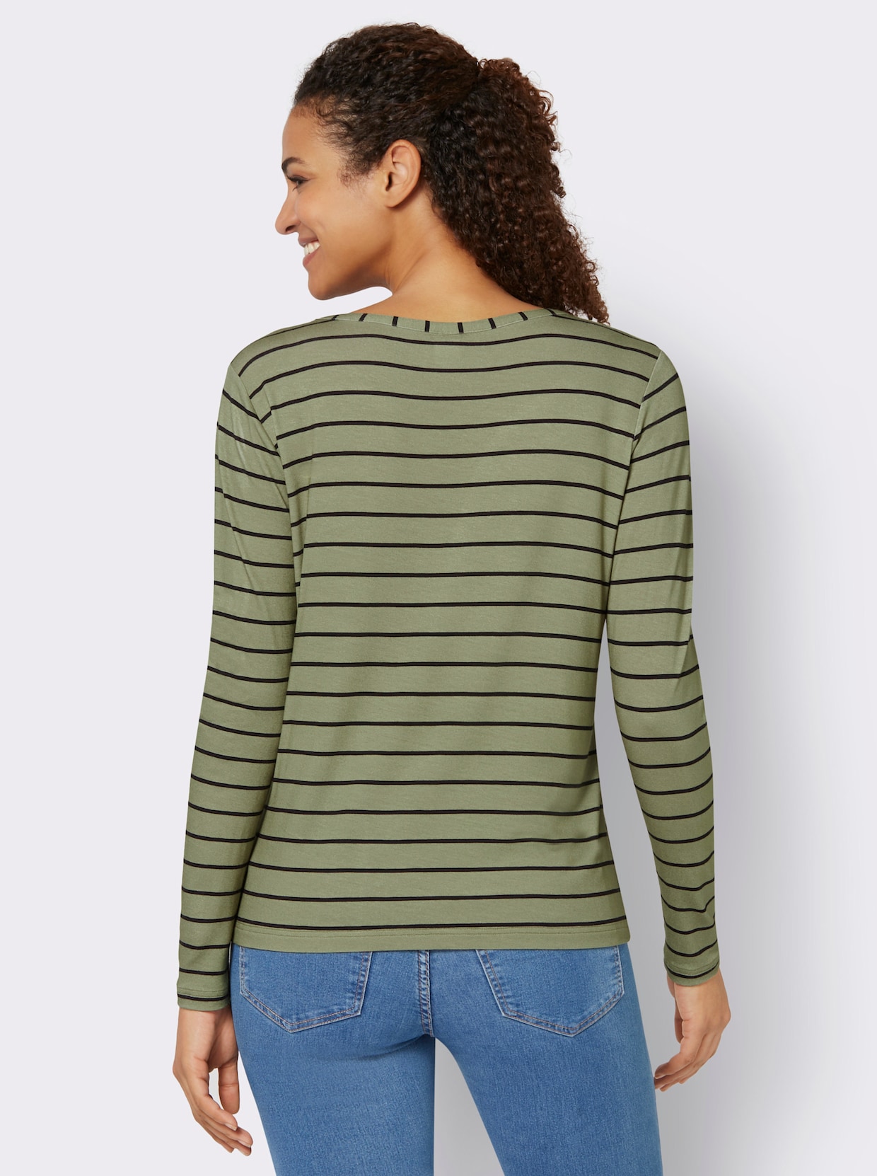Shirt met lange mouwen - rietgroen/beige bedrukt