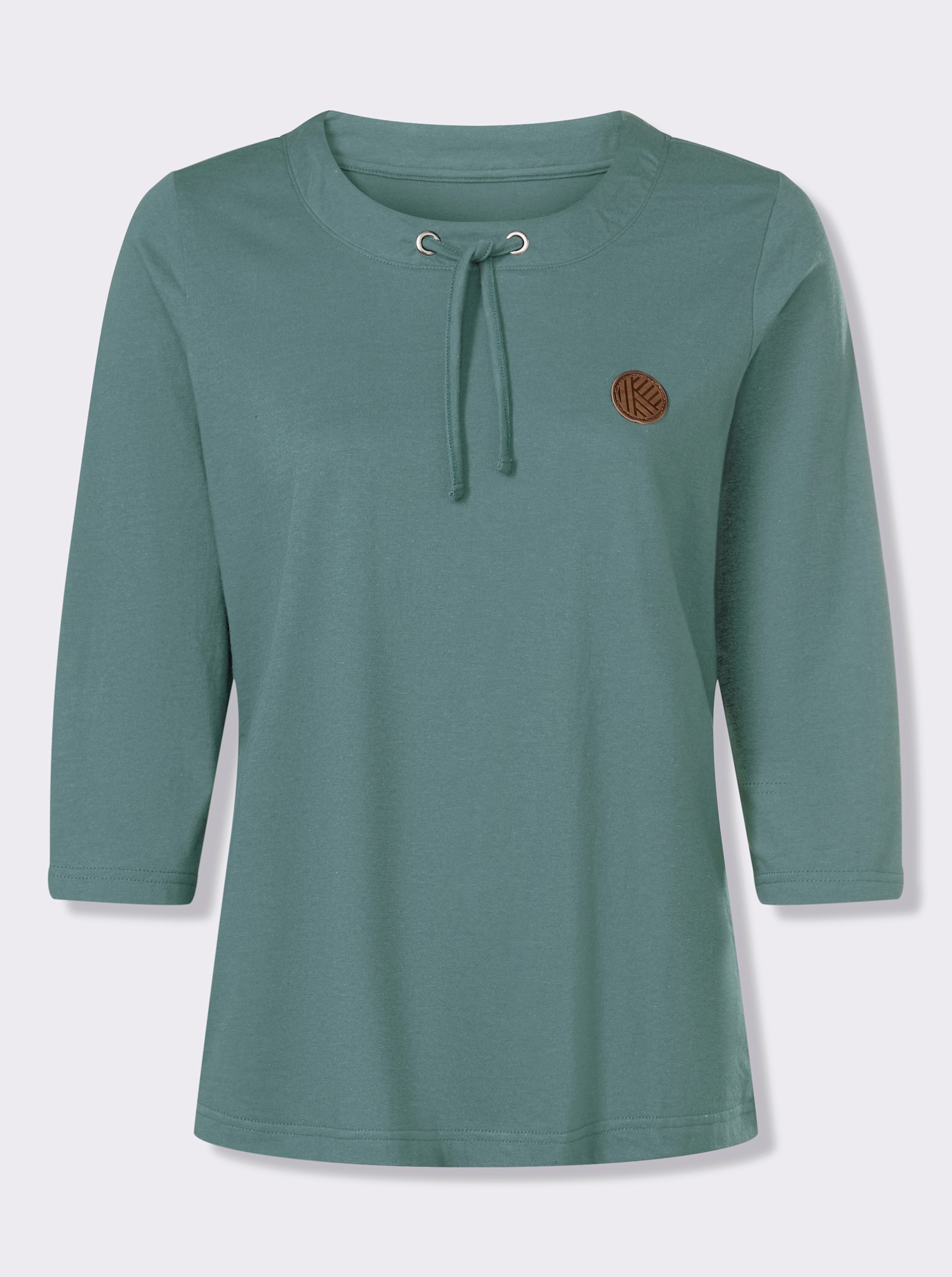 Tričko s 3/4 rukávem a kulatým výstřihem s tunýlkem - nefritová