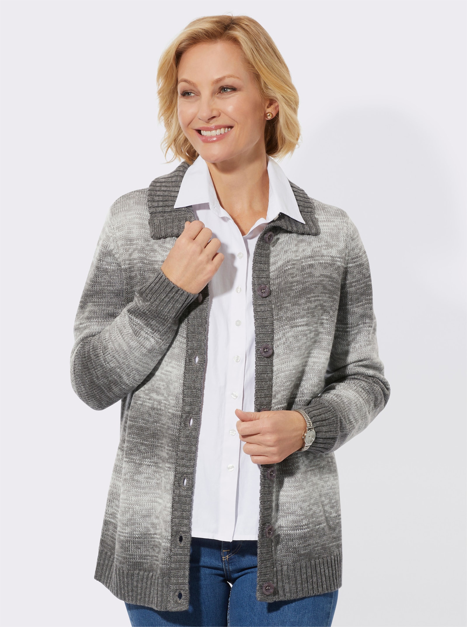 Vest met kleurverloop - grijs/antraciet gestreept