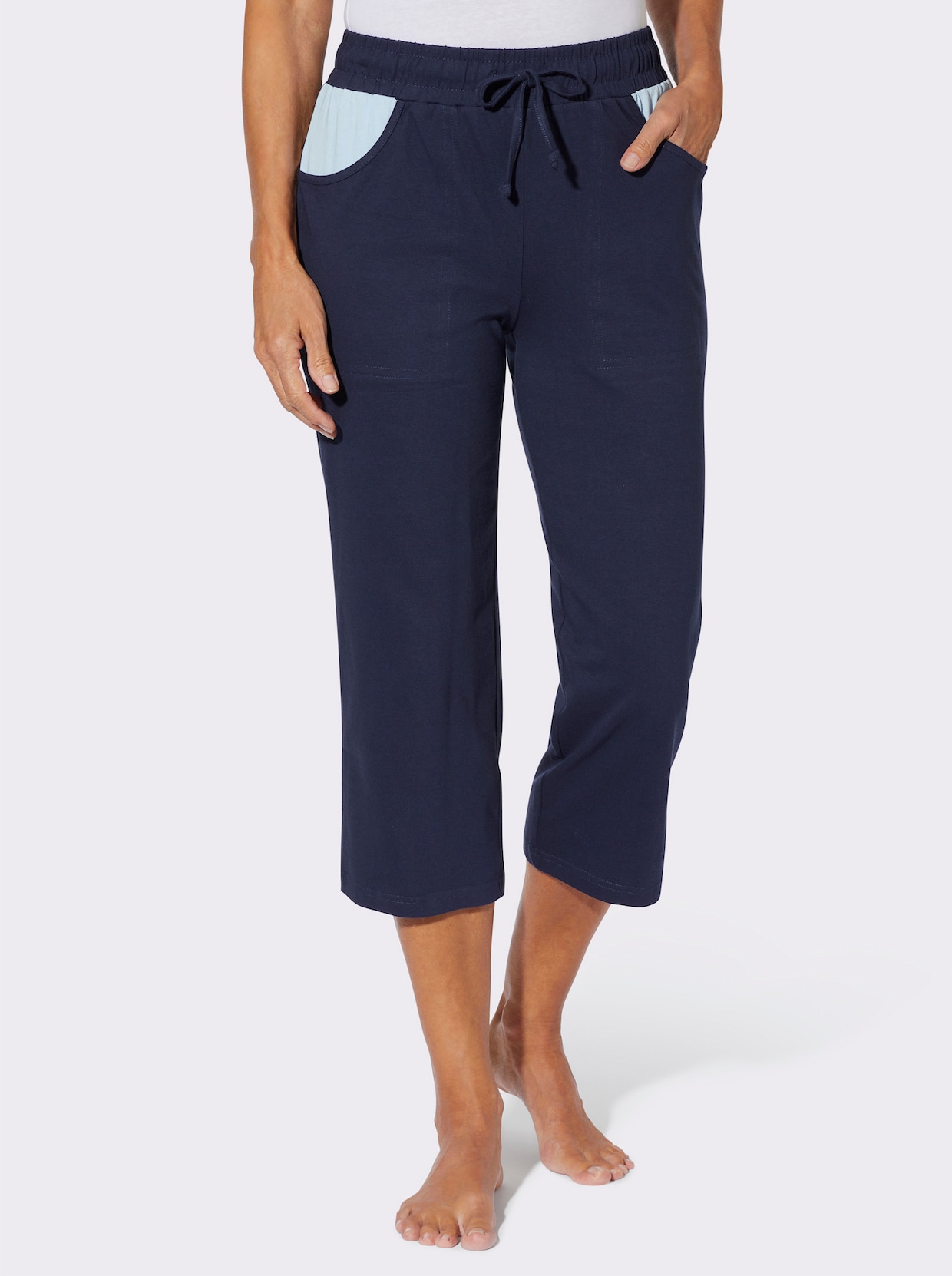 7/8-Hose mit Tunnelzug und Bindeband - marine