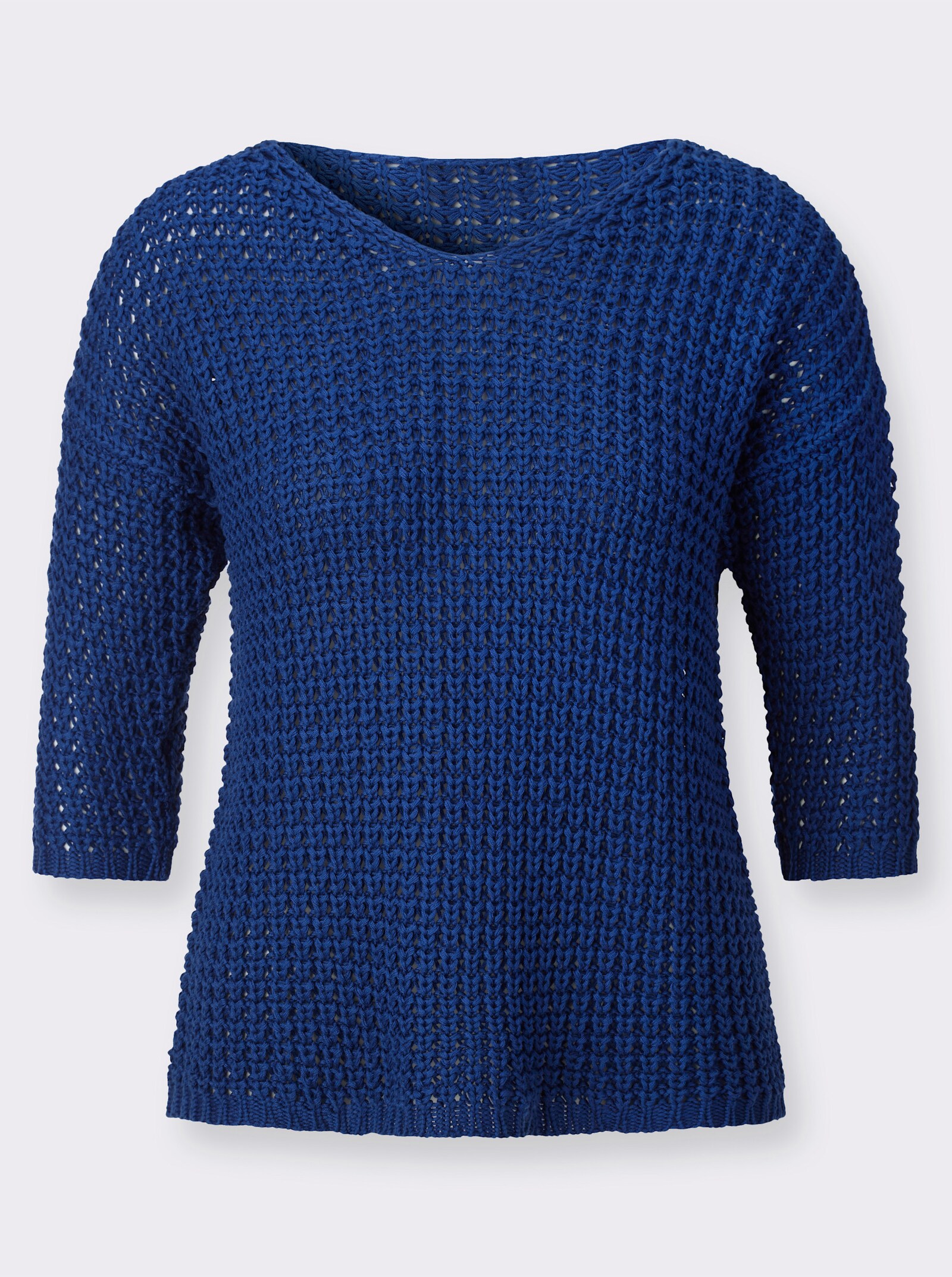 3/4-Arm-Pullover mit V-Ausschnitt - royalblau
