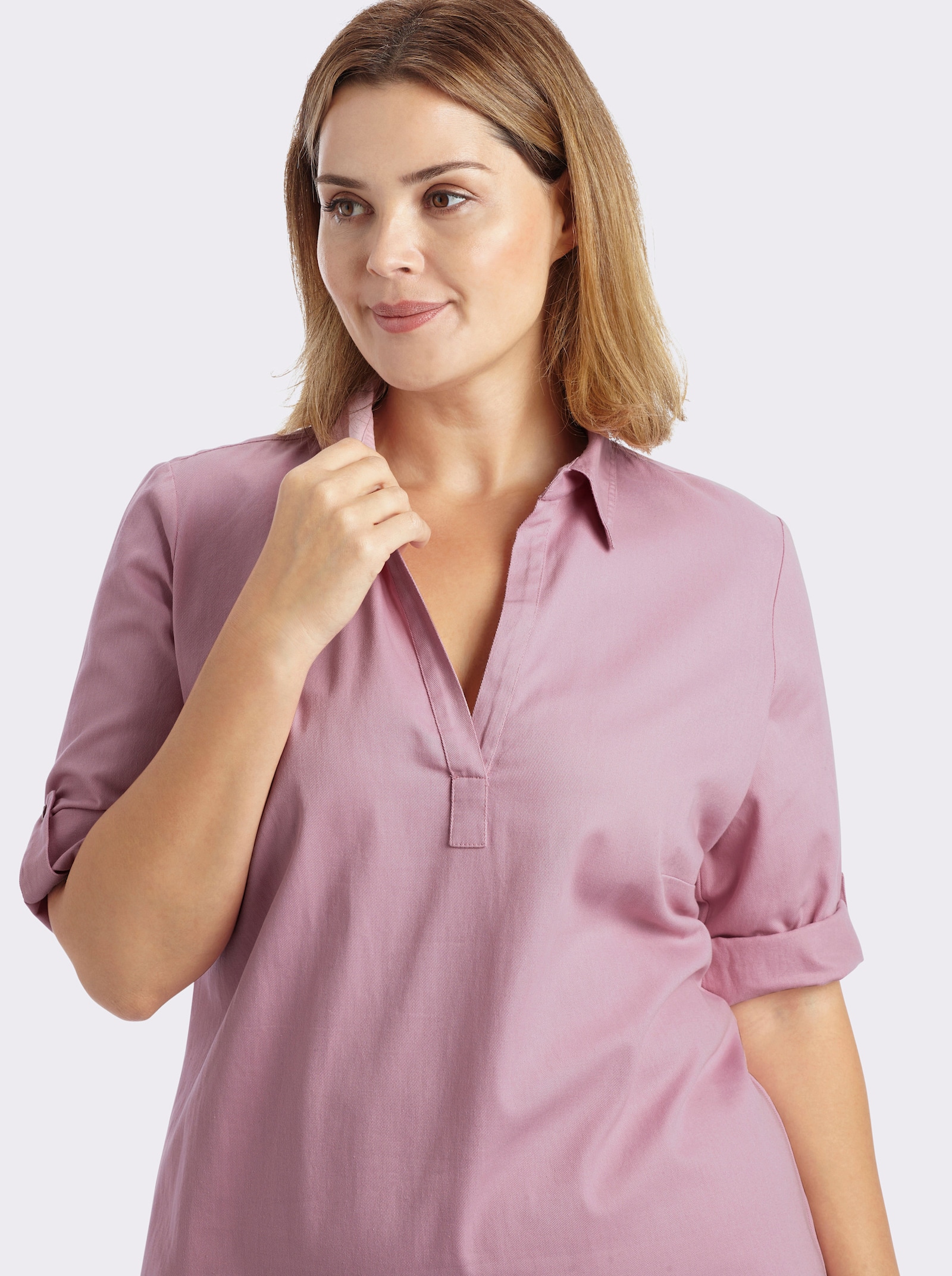 Jeanskleid in Schlupfform - rosé