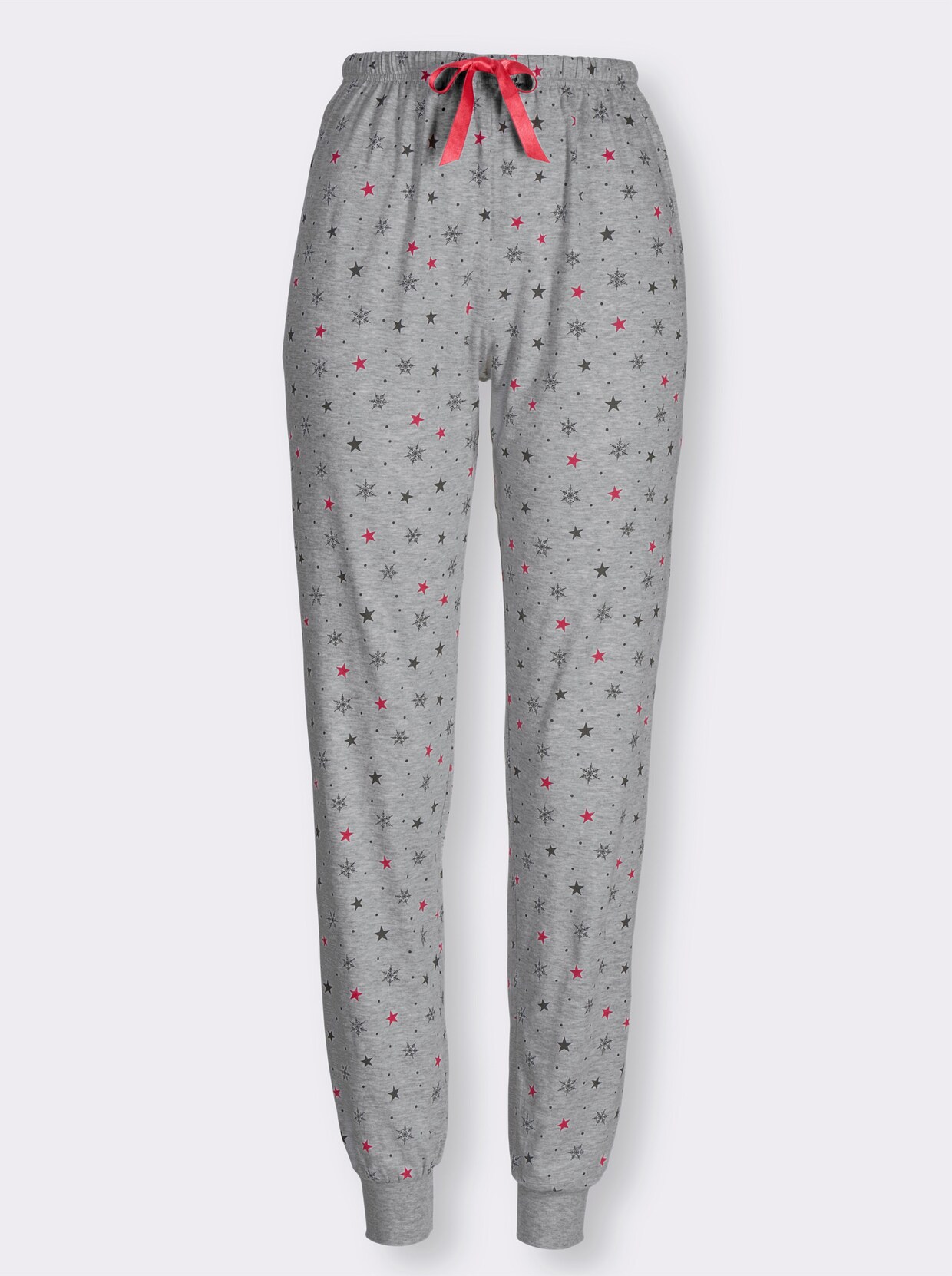Comtessa Pyjama-Broek - grijs gemêleerd/rood bedrukt