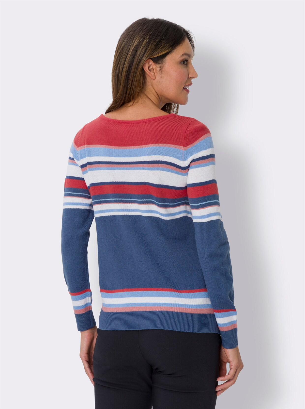 Pullover met lange mouwen - langoustine/jeansblauw gestreept