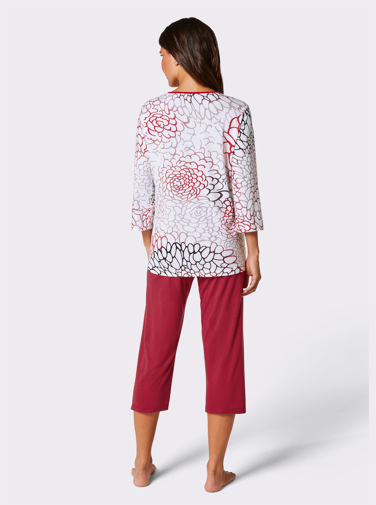 Ascafa Pyjama met 3/4-mouwen - rood geprint