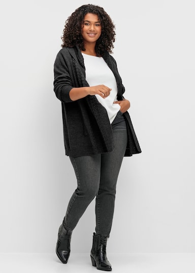 sheego by Joe Browns Kapuzenstrickjacke - anthrazit