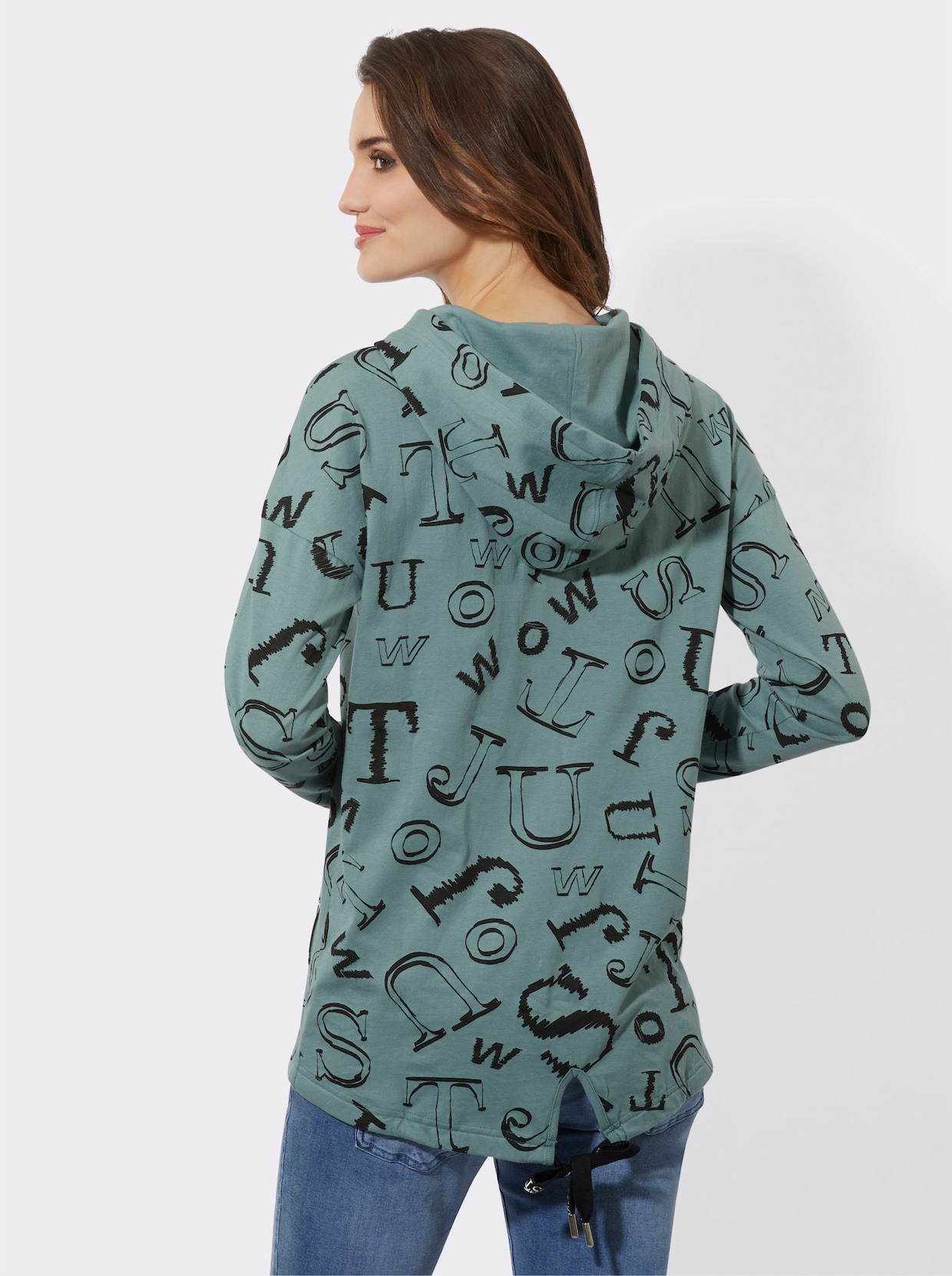 Lang shirt - jade/zwart