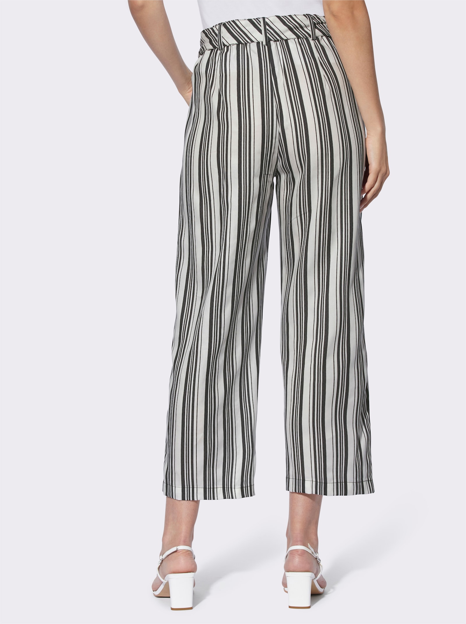 heine 7/8-broek met comfortband achter - zwart/wit gestreept