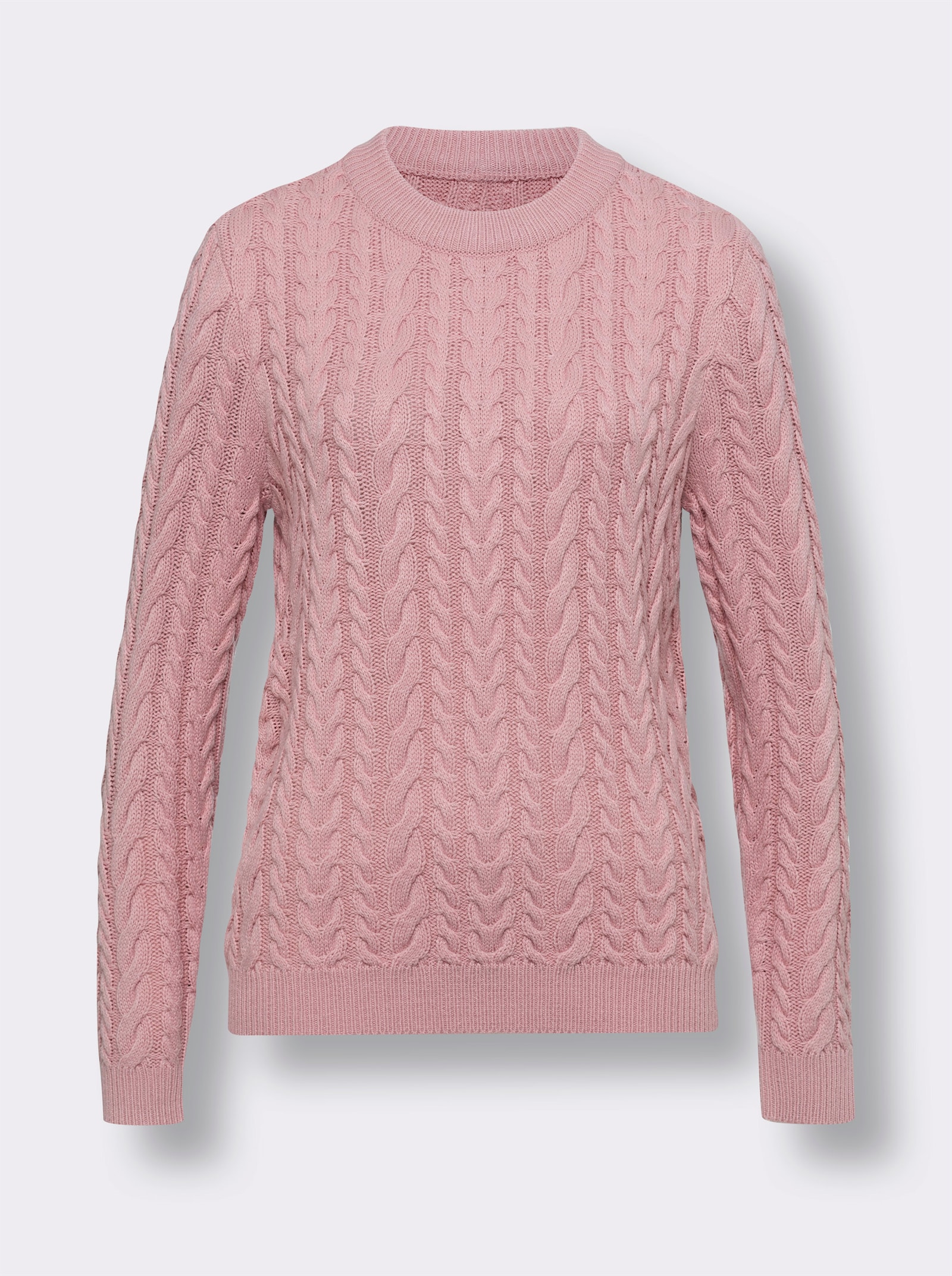 Langarm-Pullover mit Zopfmuster - hortensie