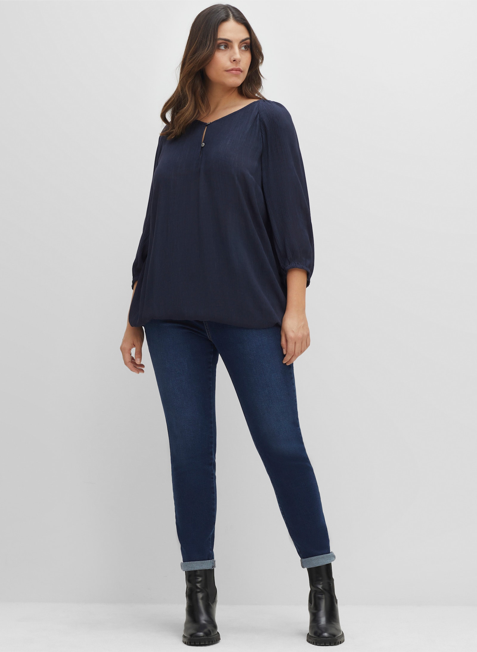 sheego Tunika mit 3/4-Raglanärmeln - nachtblau