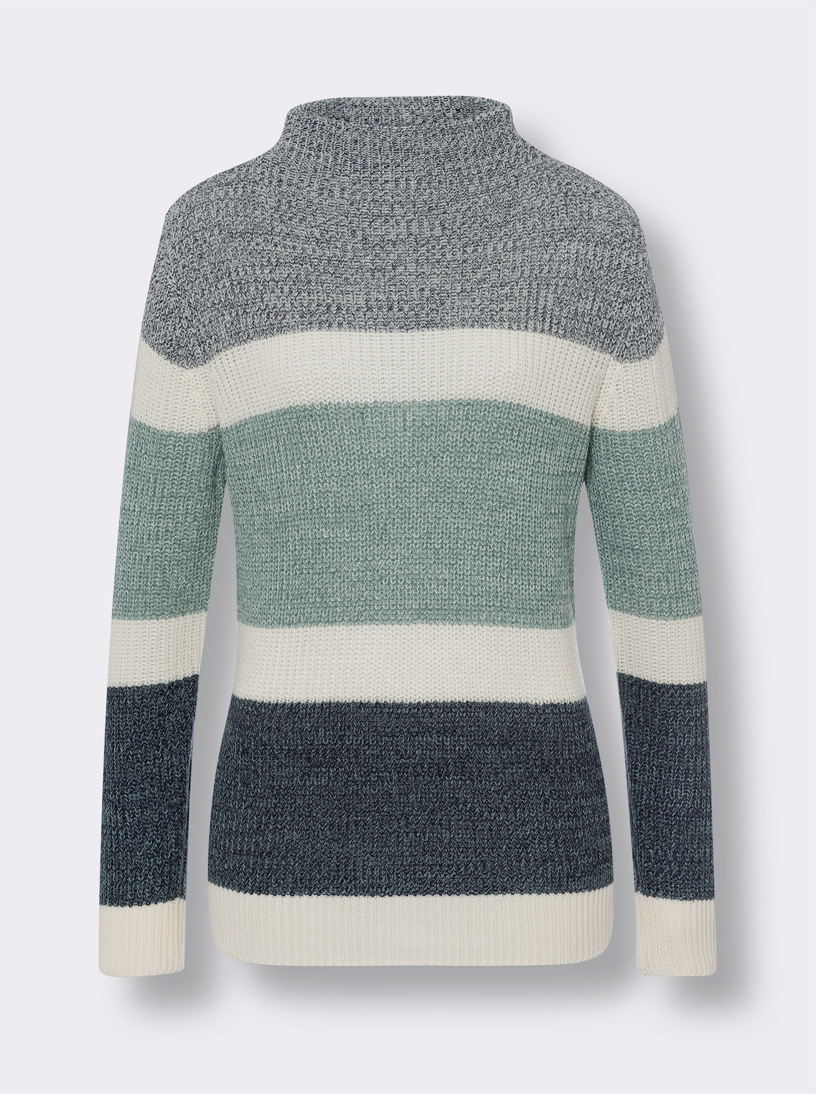 Langarm-Pullover in Streifen-Muster - jade-champagner-gemustert
