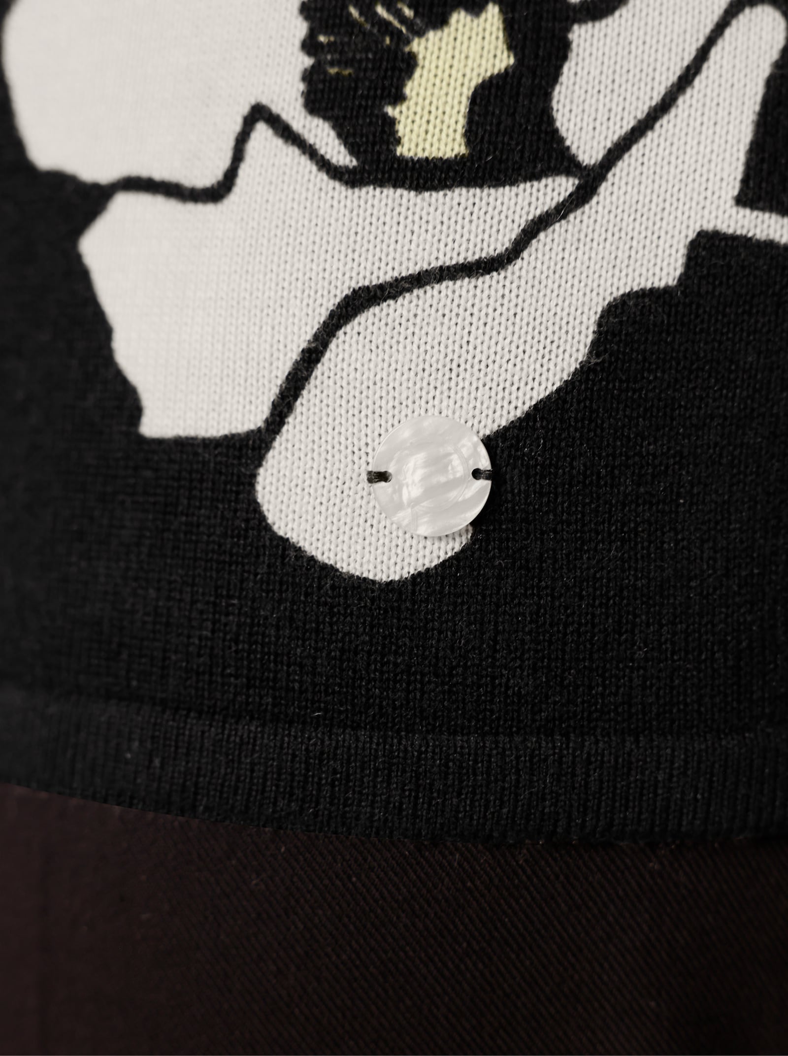 CREATION L PREMIUM Pullover van fijntricot in een mix van zijde en kasjmier - zwart/ecru geprint