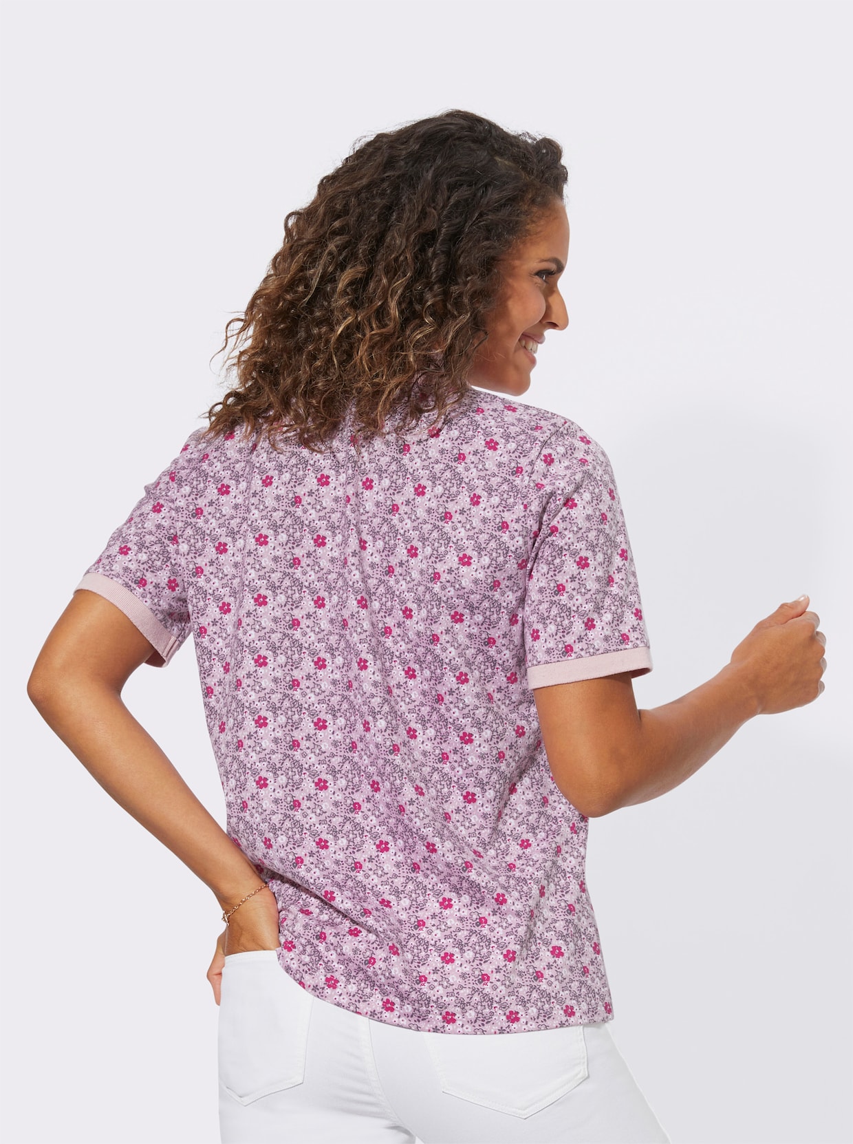 Poloshirt - roze/fuchsia geprint