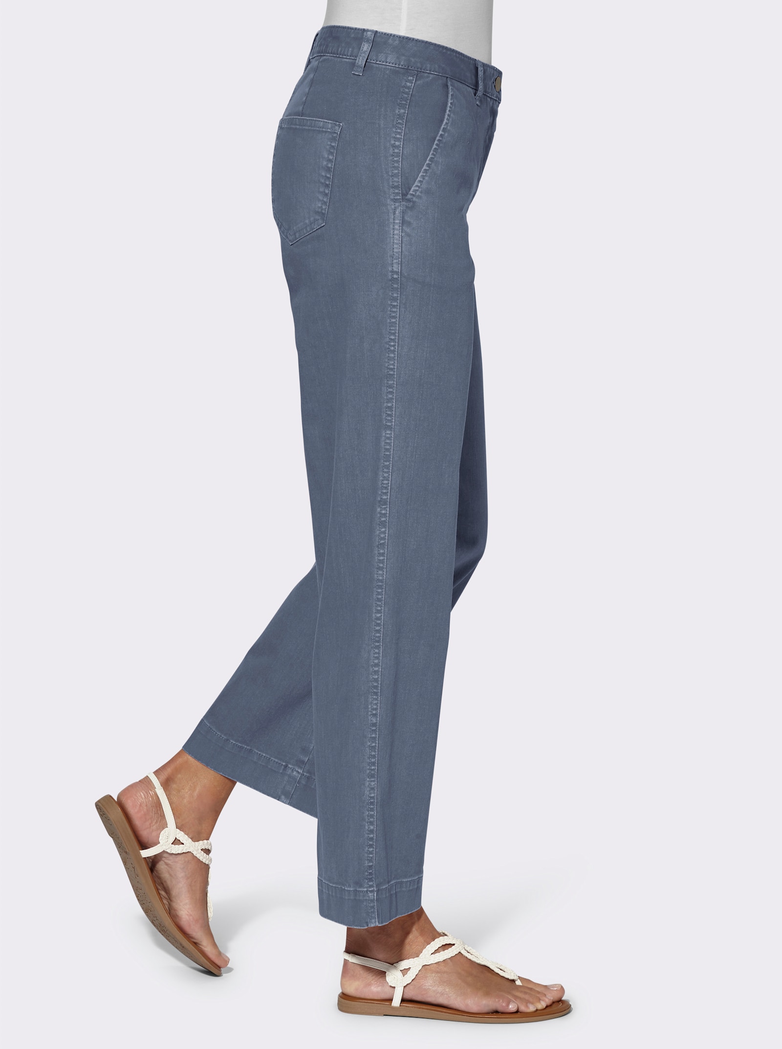 Culotte met opgestikte zakken achter - rookblauw