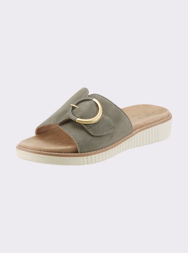 Jana Pantolette mit Veloursleder - eucalyptus