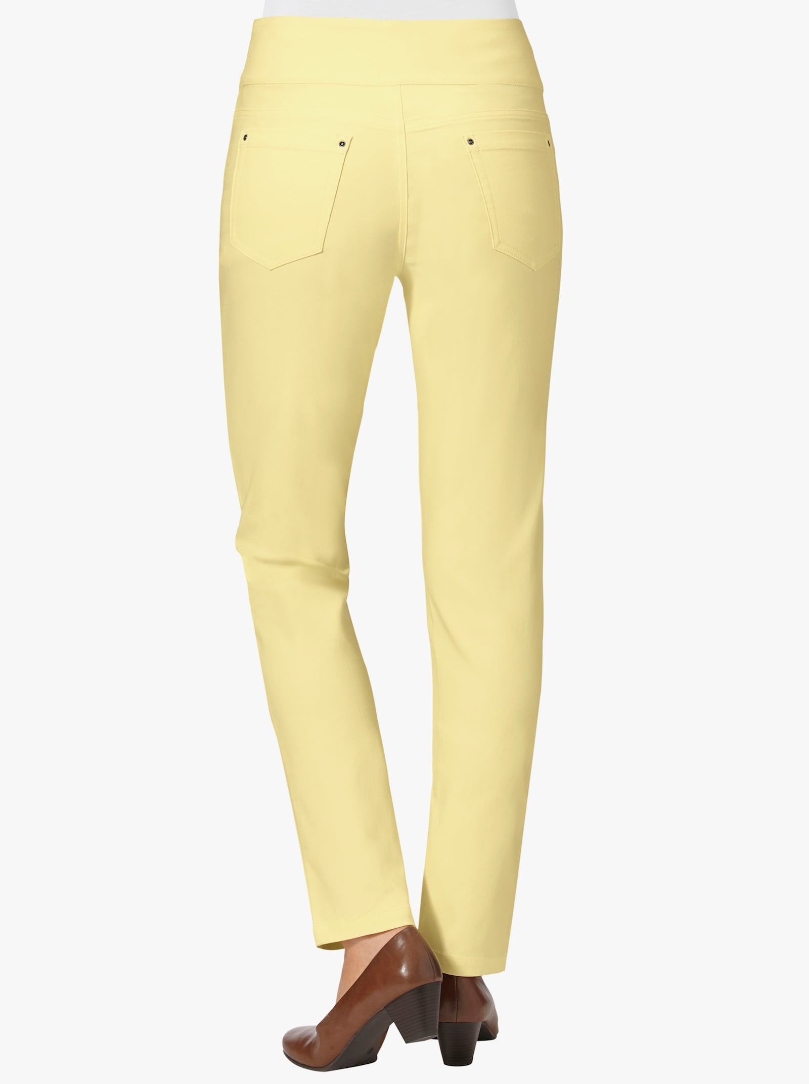 5-Pocket-Hose mit hohem Bund - vanillegelb