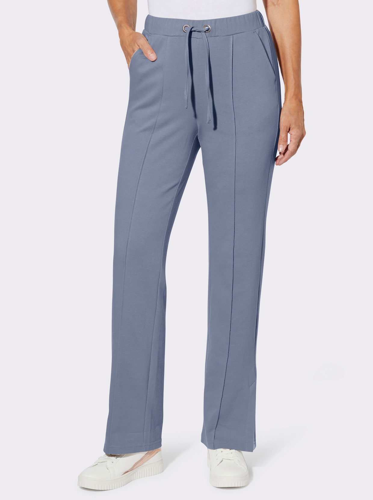 Jerseyhose mit abgesteppten BIesen - taubenblau