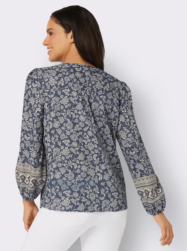 Druckbluse In Tunikaform In Rauchblau champagner bedruckt Witt druckbluse-in-tunikaform-in-rauchblau-champagner-bedruckt-witt