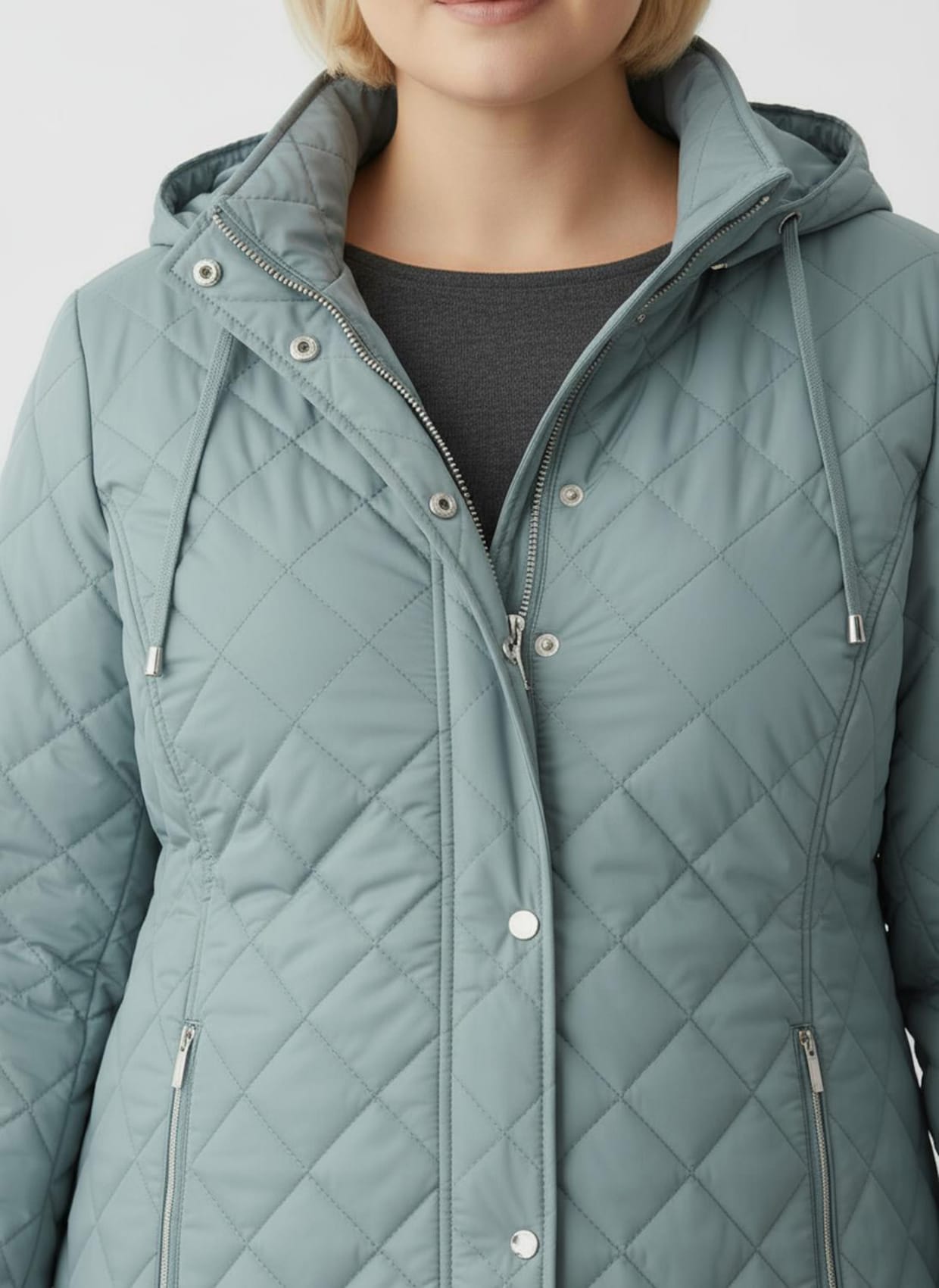 Winterjacke mit Schlingenknopf-Verschluss - jade