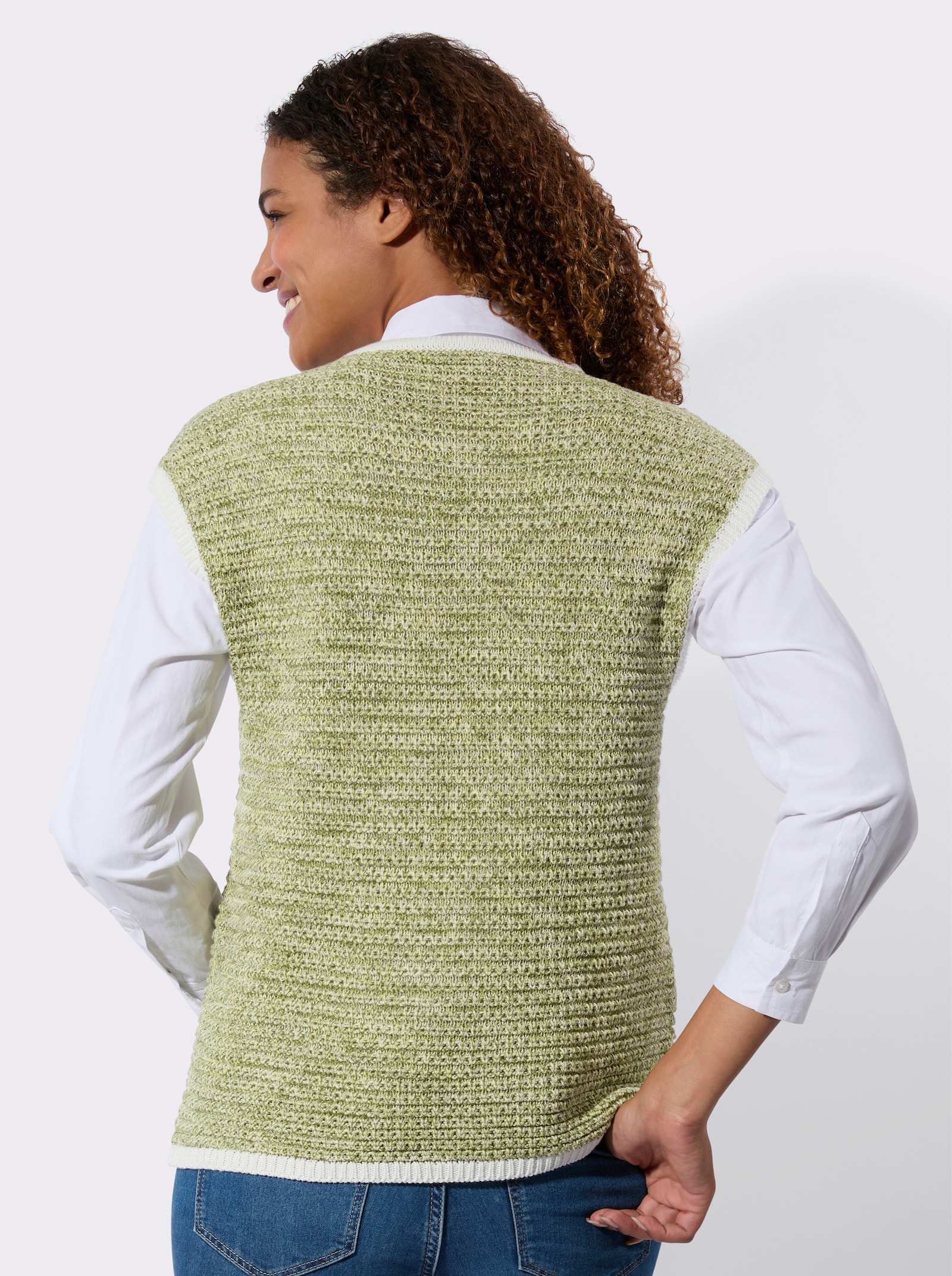 Pullunder mit Multicolorgarn - schilf-zitrone-gemustert