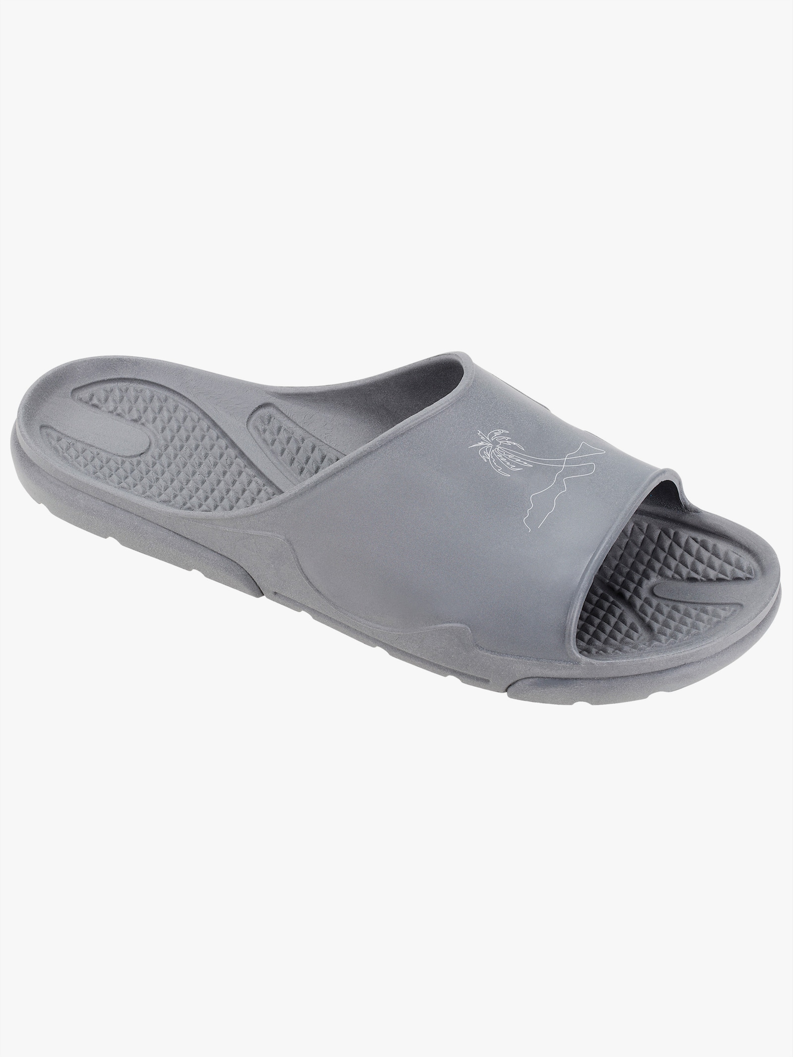 Fashy Badepantolette mit Massage-Effekt - hellgrau-bedruckt