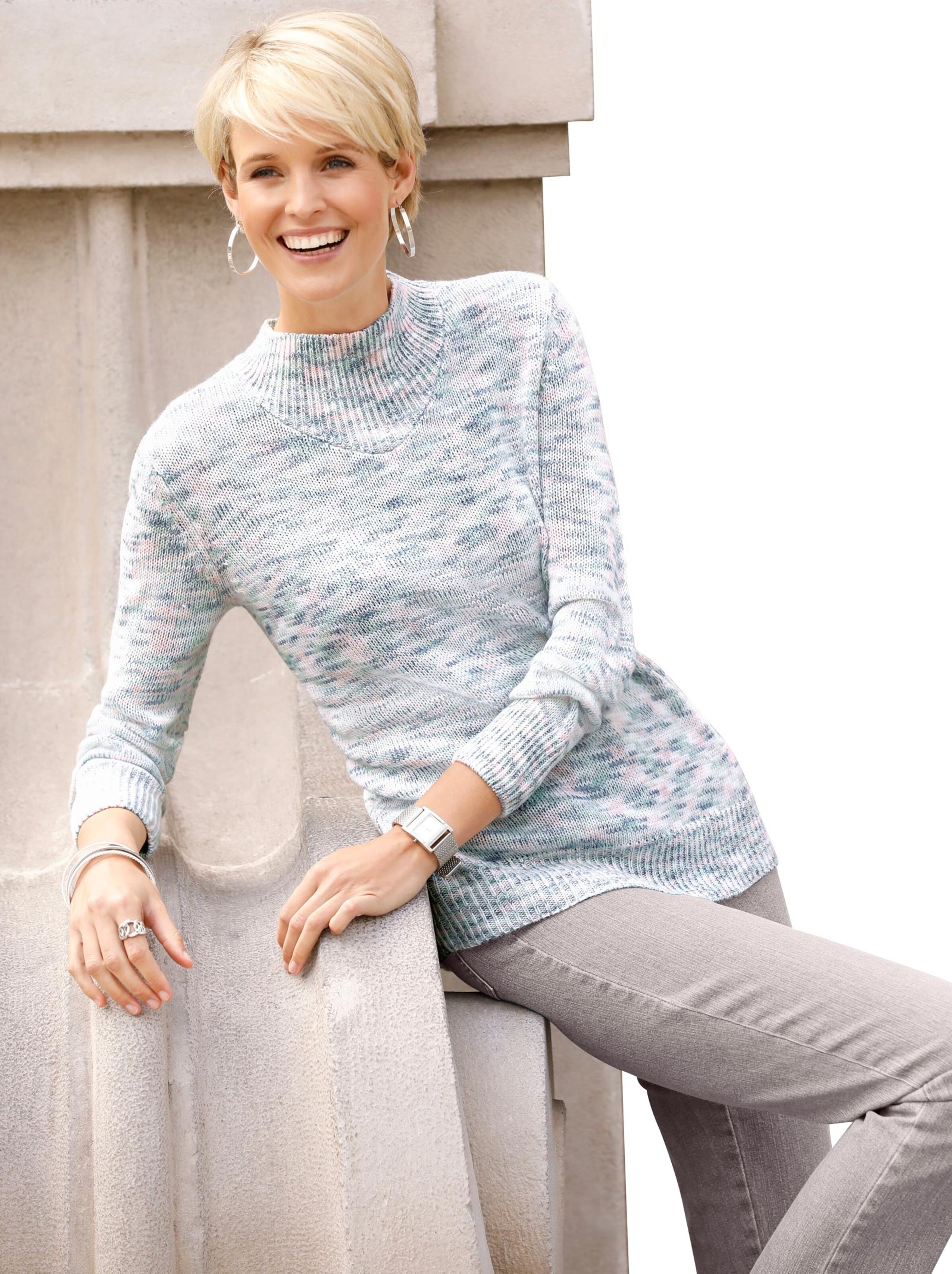 Pullover - ecru-meliert