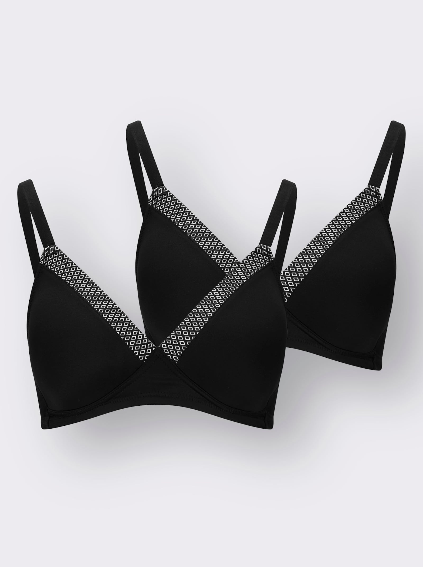 wäschepur T-shirtbeha zonder beugel van rekbaar materiaal - zwart geprint