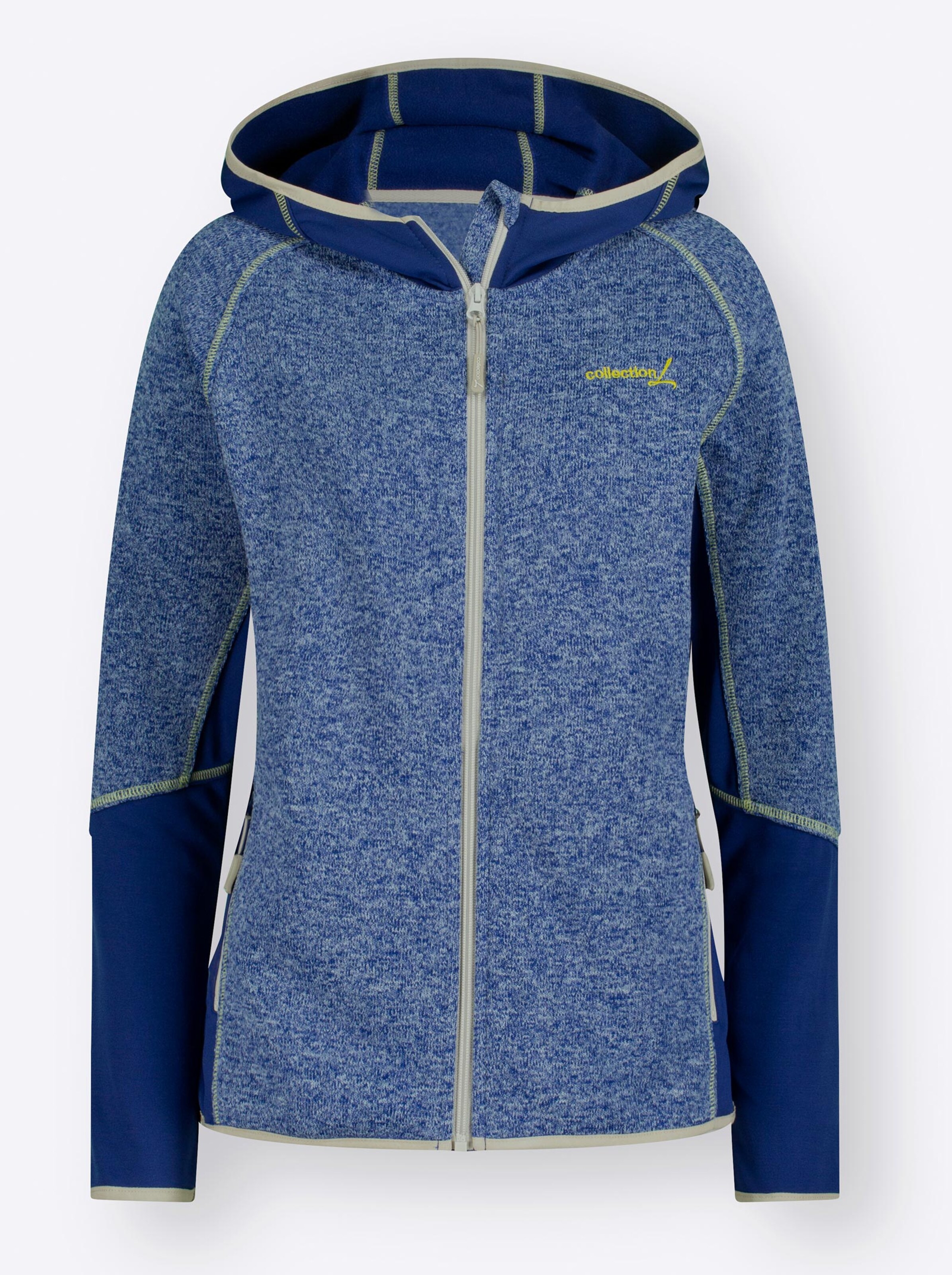 Damenmode Jacken Strickfleecejacke in royalblau-hellblau-meliert Damenmode Jacken Strickfleecejacke in royalblau-hellblau-meliert