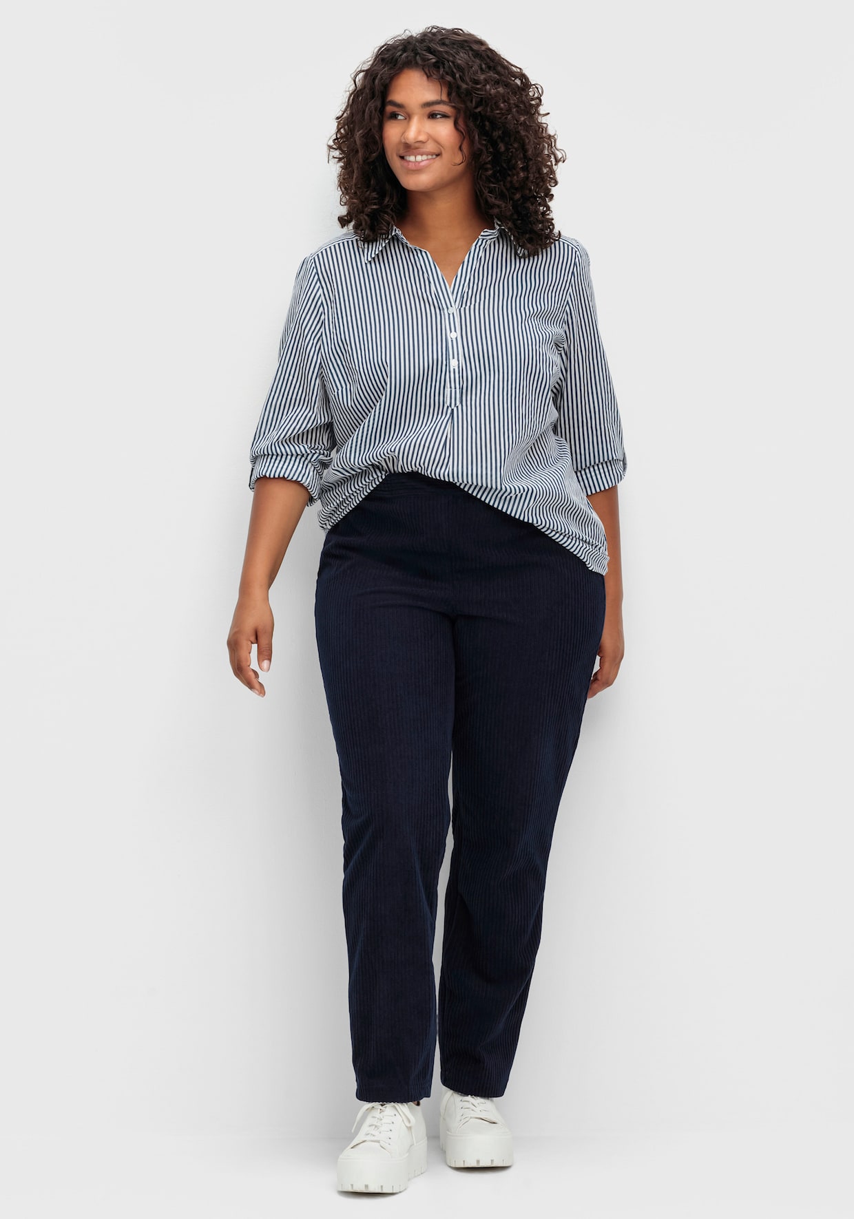 Gestreifte Bluse in Tunikaform - marine-gestreift