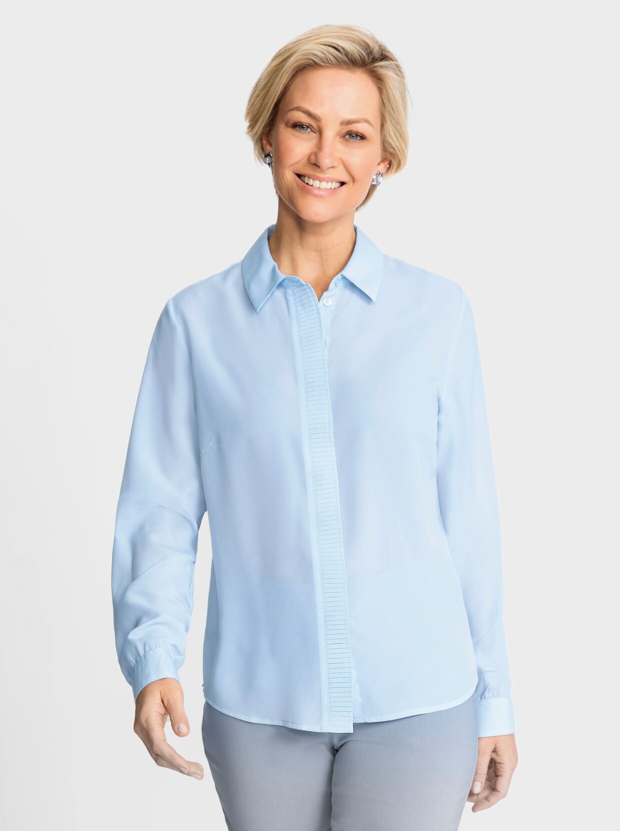Langarm-Bluse - hellblau