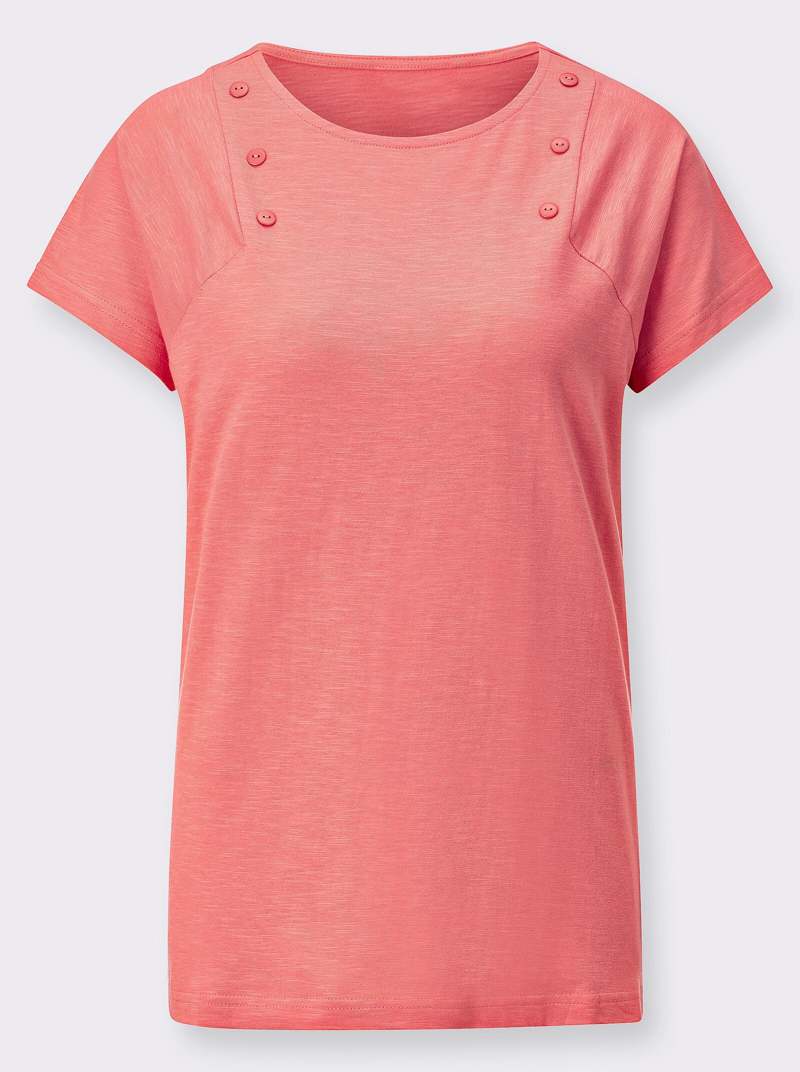 Shirt met korte mouwen en sierknopen - koraal