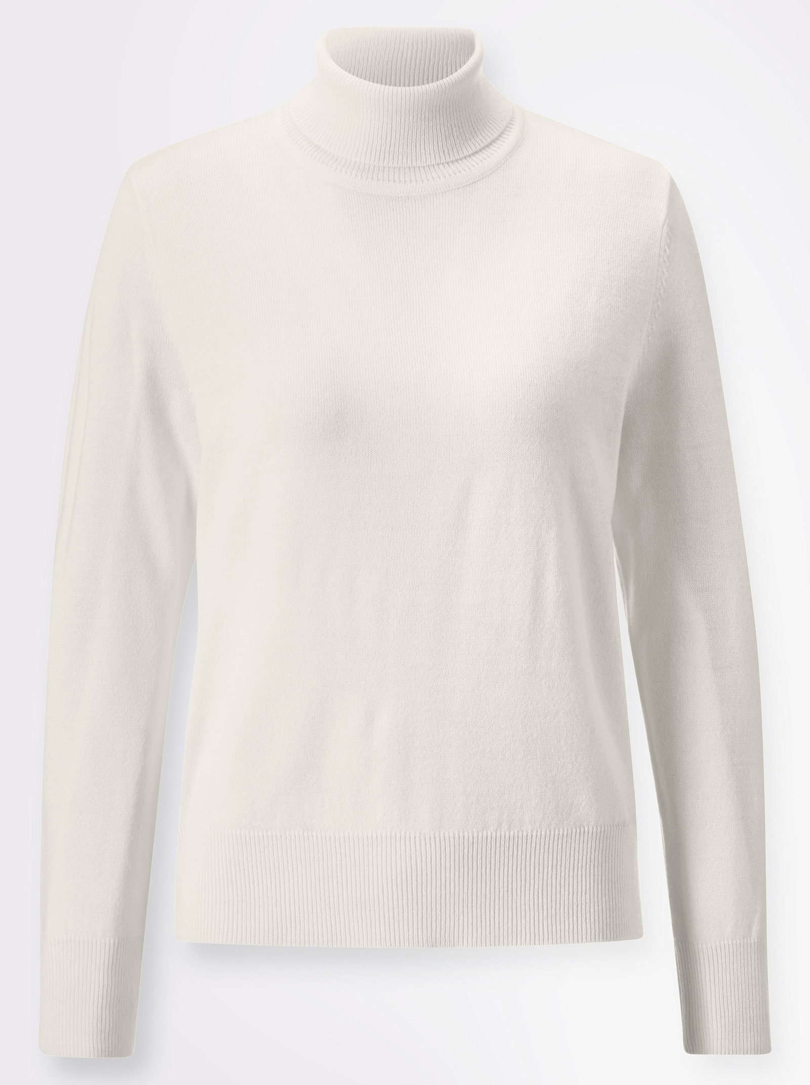 Colpullover met geribde zoom - ecru