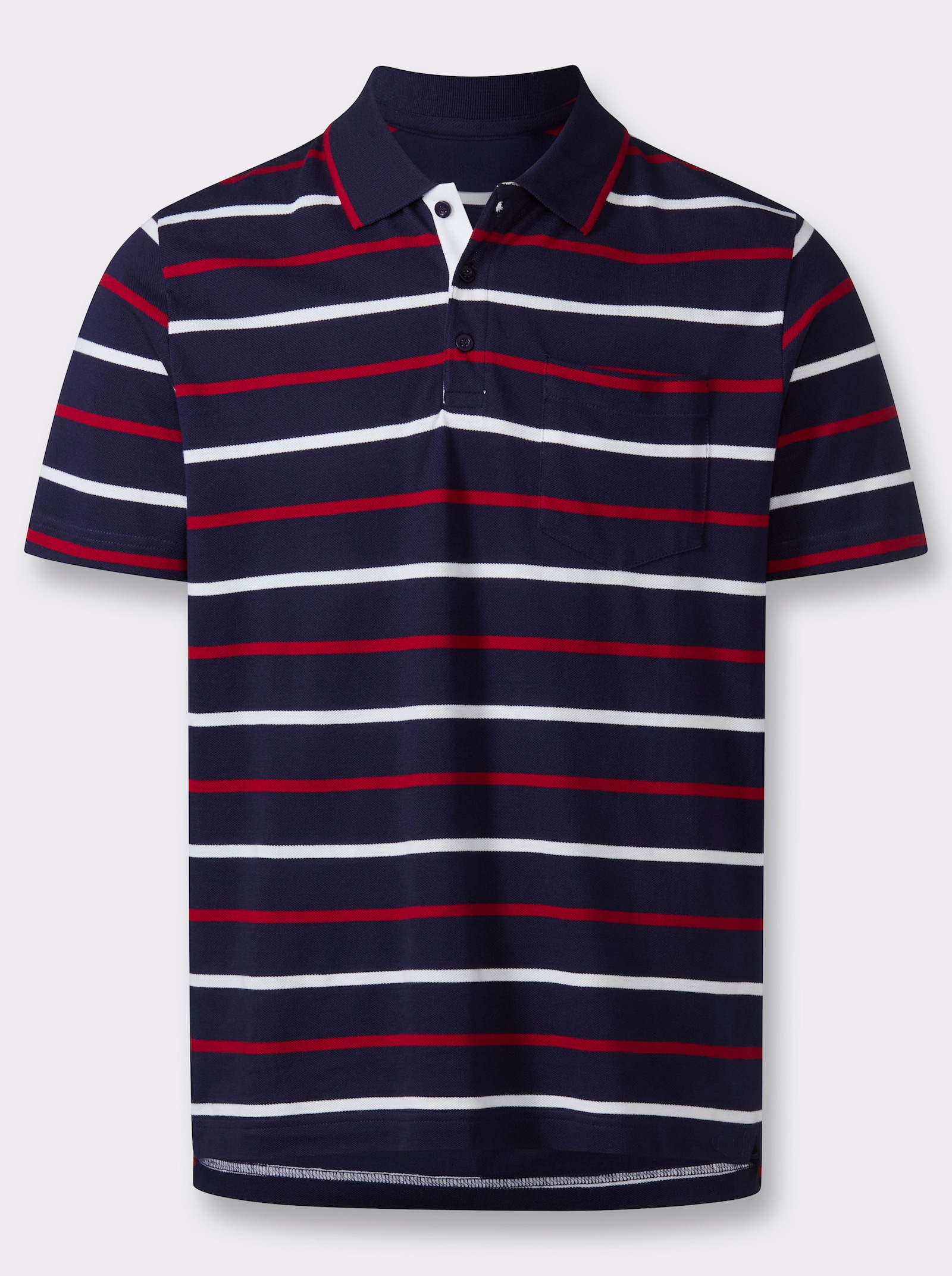 Poloshirt in Pikee-Qualität - marine-gestreift