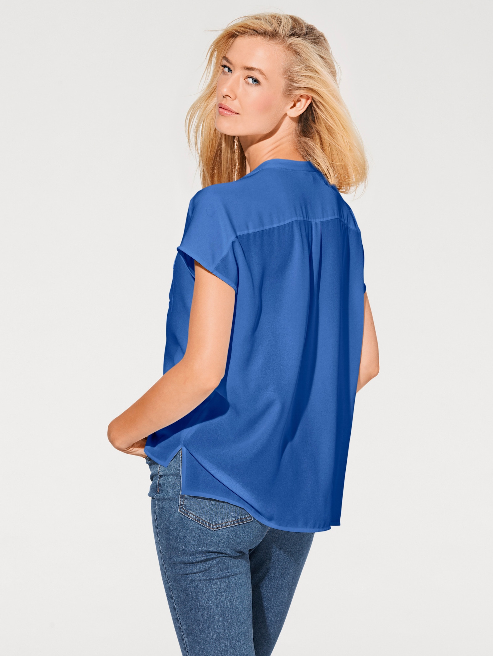 heine Kurzarm-Bluse in Oversize-Passform - royalblau