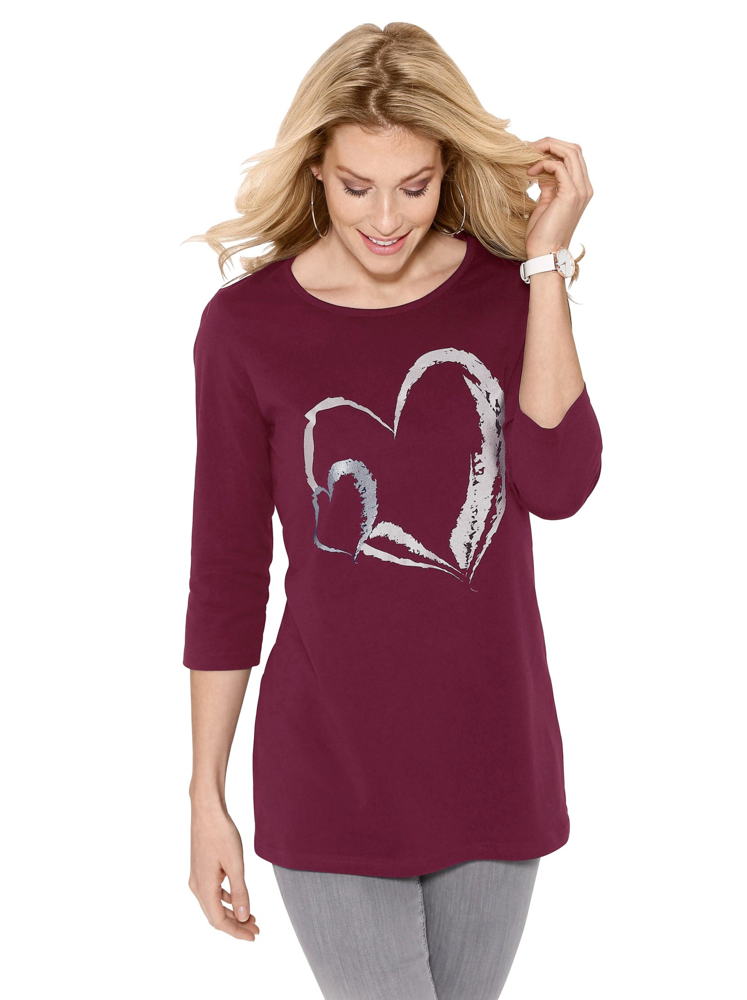 Longshirt - bordeaux-bedruckt