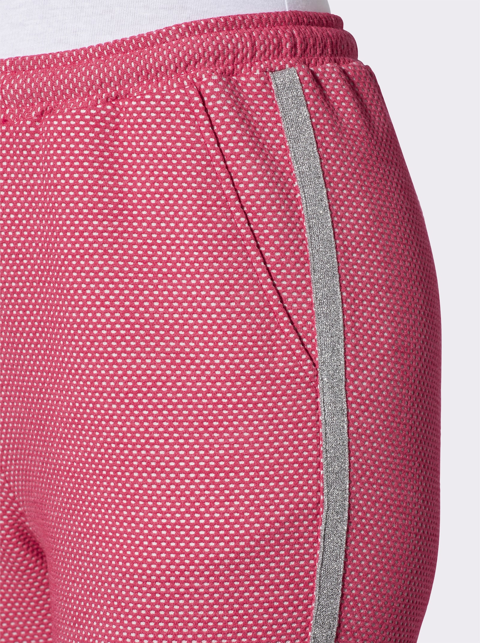 Schlupfhose mit silberfarbenen Galonstreifen - pink-gemustert
