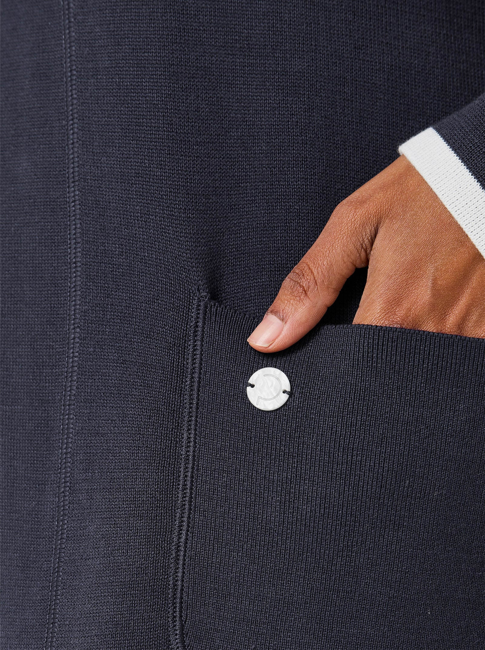 CREATION L PREMIUM Wendejacke aus Jacquard-Feinstrick - marine-weiß