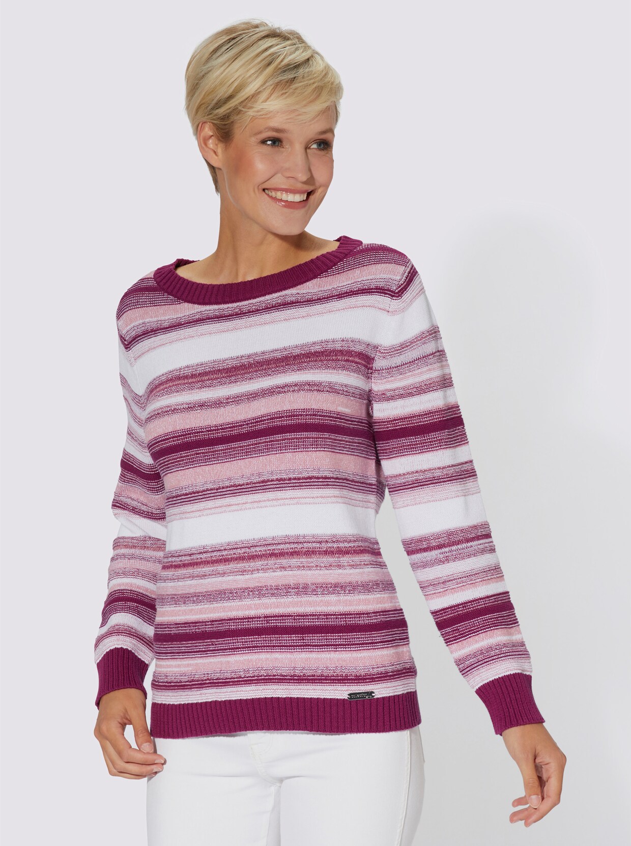 Streifenpullover - malve-altrosa-gestreift
