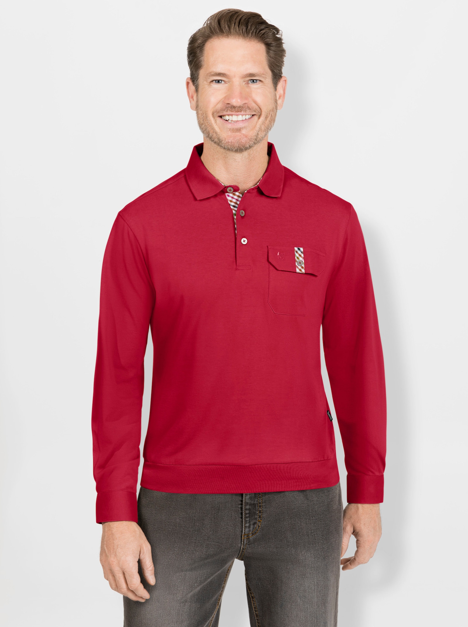 Hajo Langarm-Poloshirt - kirsche