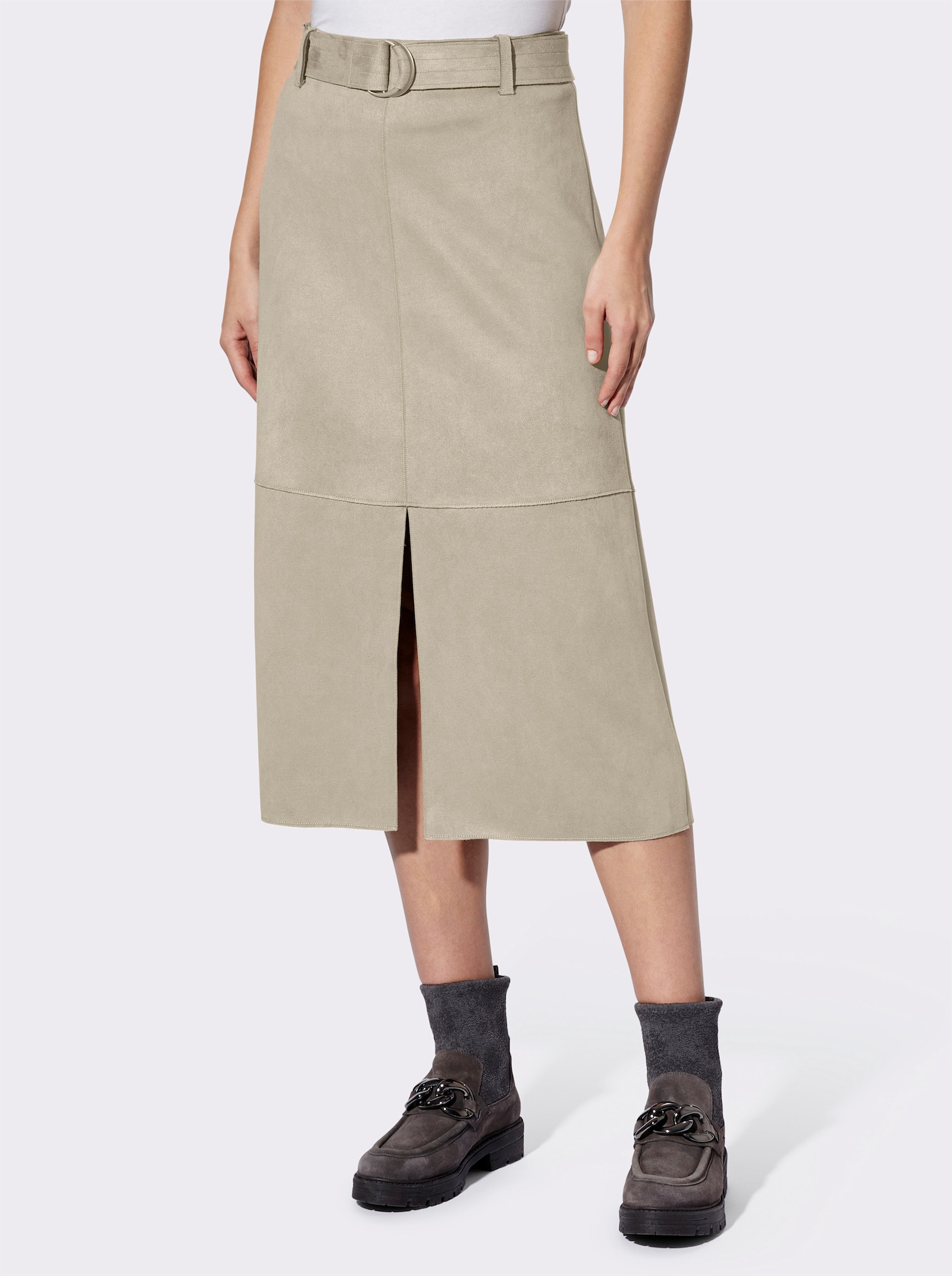 heine Jupe en synthétique avec ceinture - grège