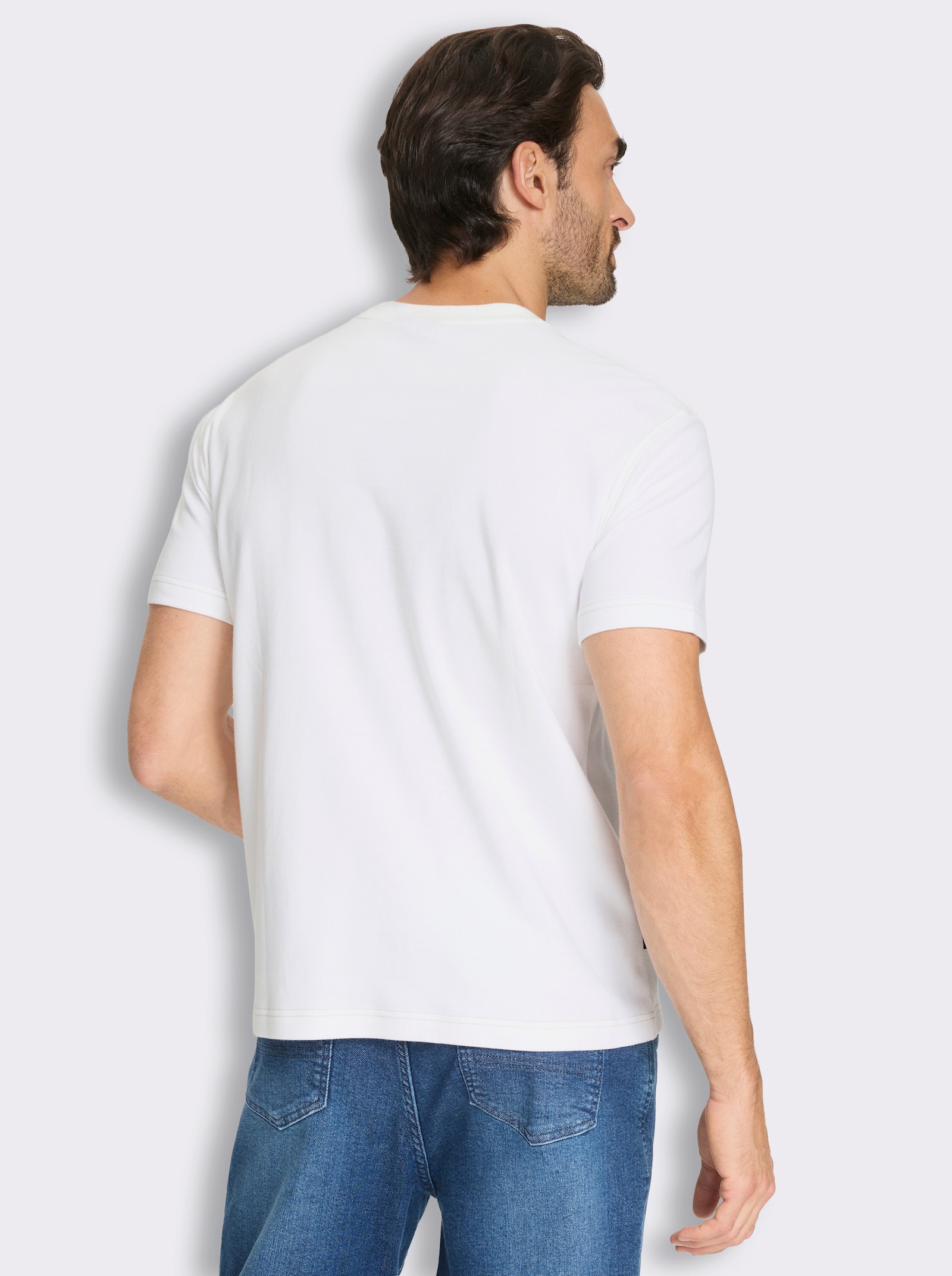 Marco Donati Kurzarmshirt in Interlock-Qualität - ecru