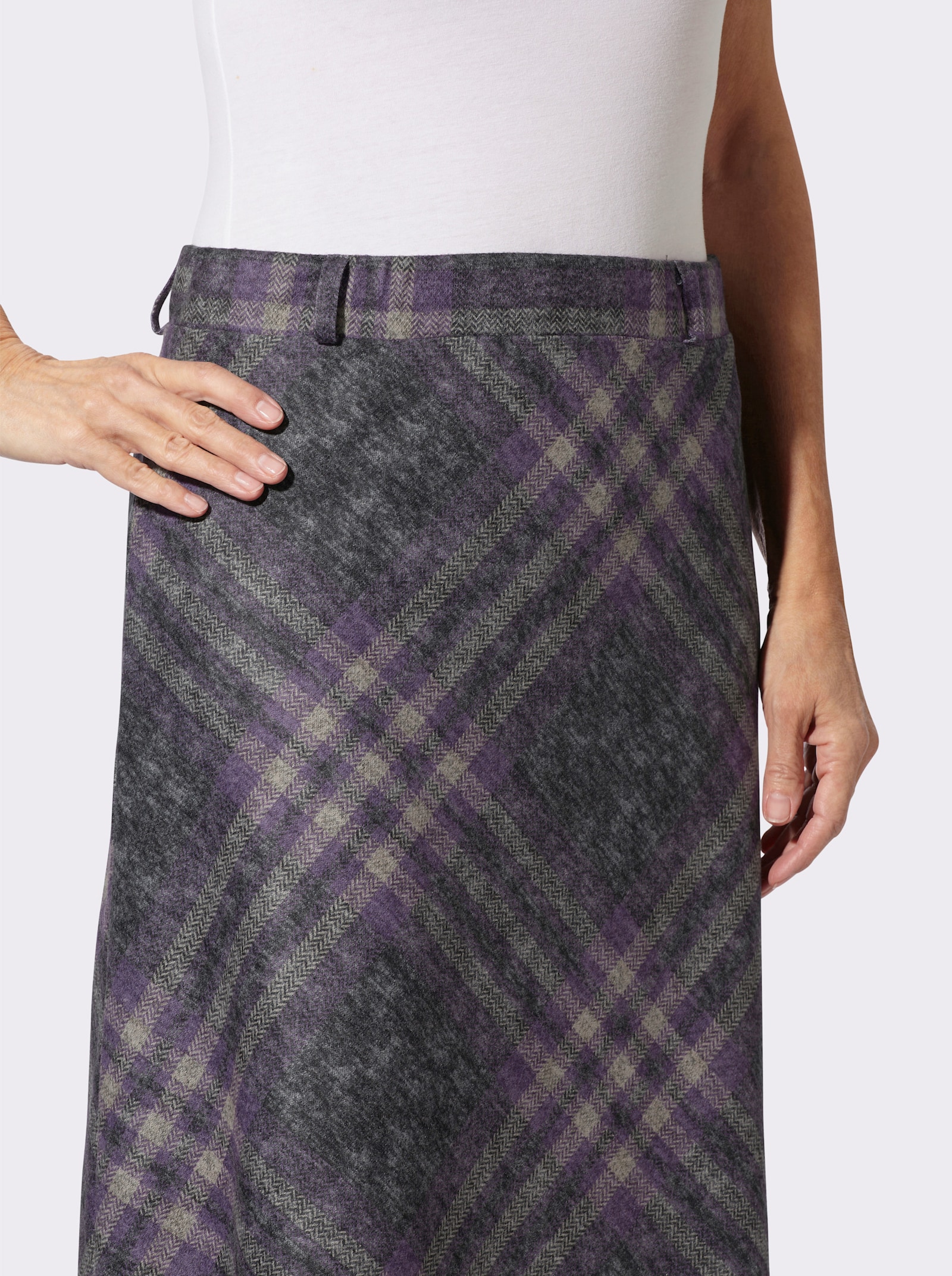 Karorock in Flanell-Optik - lila-schwarz-kariert