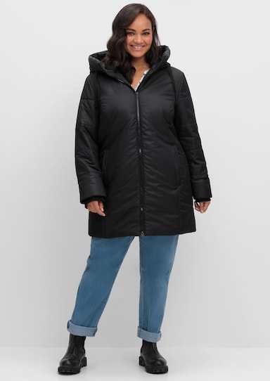 Stark wärmende Longjacke mit Steppmuster - schwarz