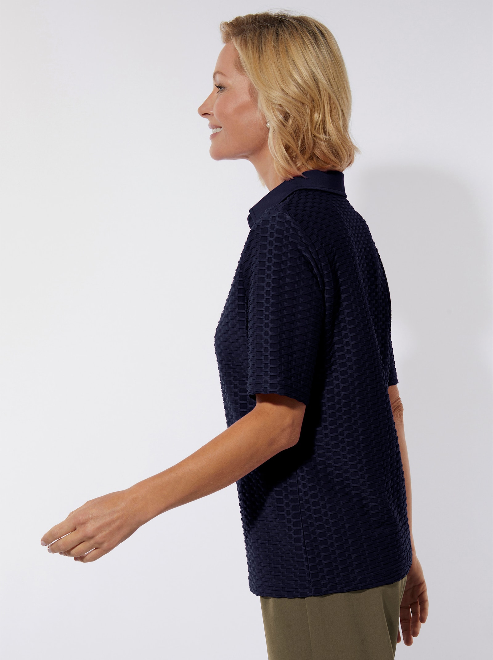 Poloshirt in Struktur-Qualität - marine