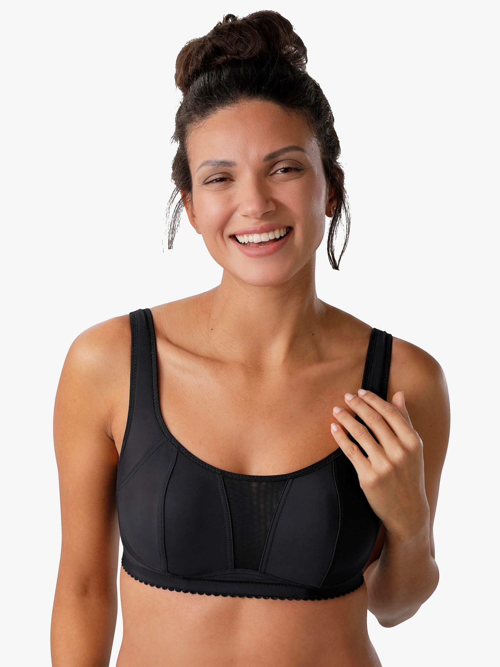 wäschepur Entlastungs-BH ohne Bügel mit wattierten Trägern - schwarz