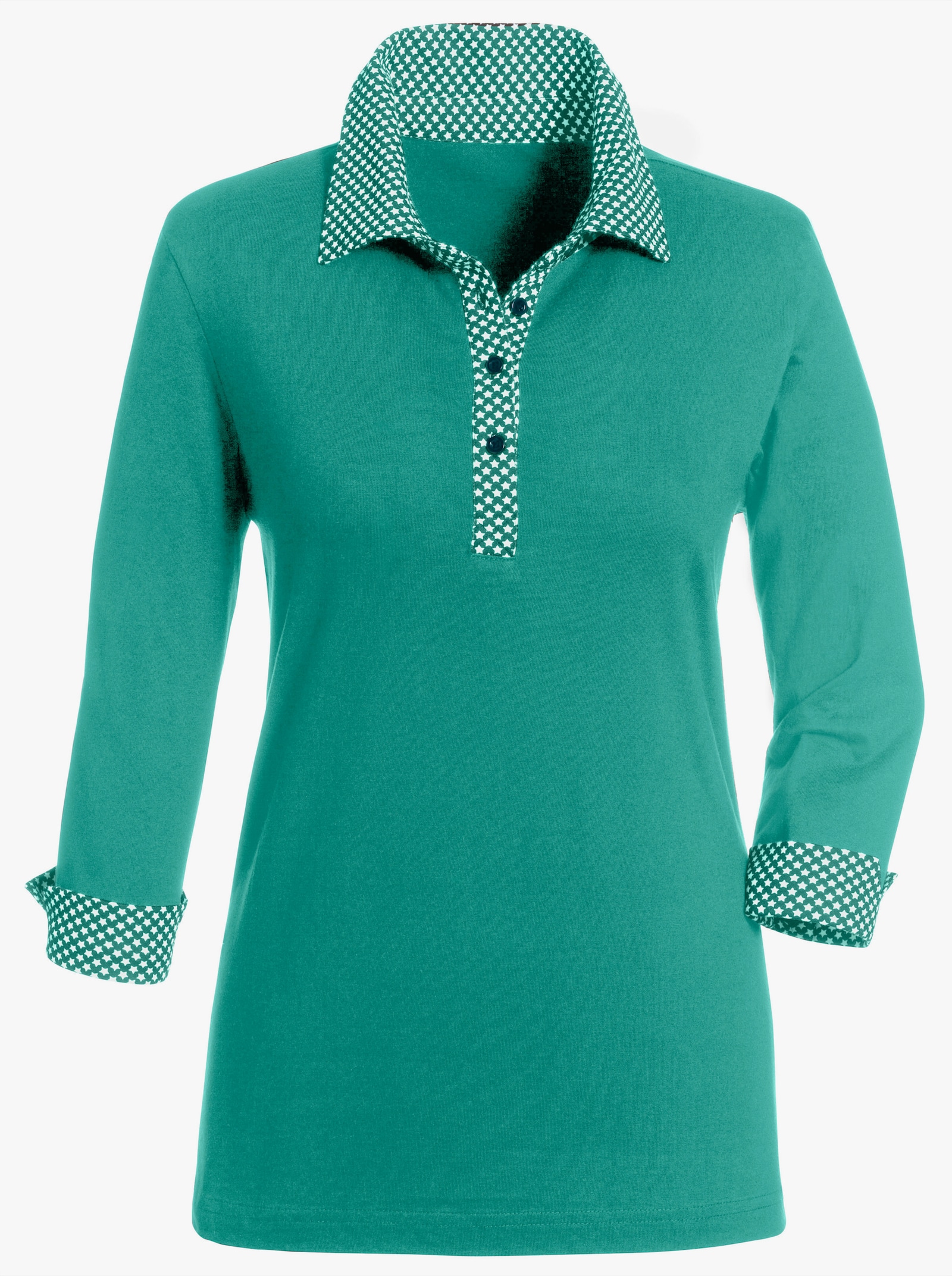 Poloshirt met contrasterende accenten - smaragdgroen