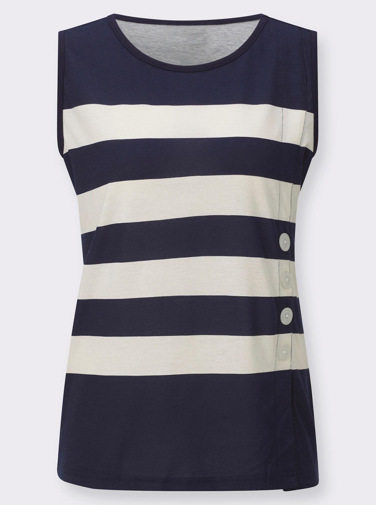 Shirttop mit Deko-Knopfleiste - marine-ecru-gemustert