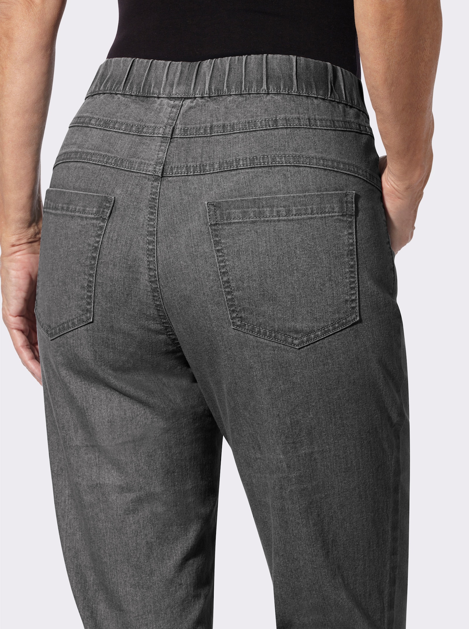 Schlupfjeans mit geradem Bein - anthrazit-grey-denim