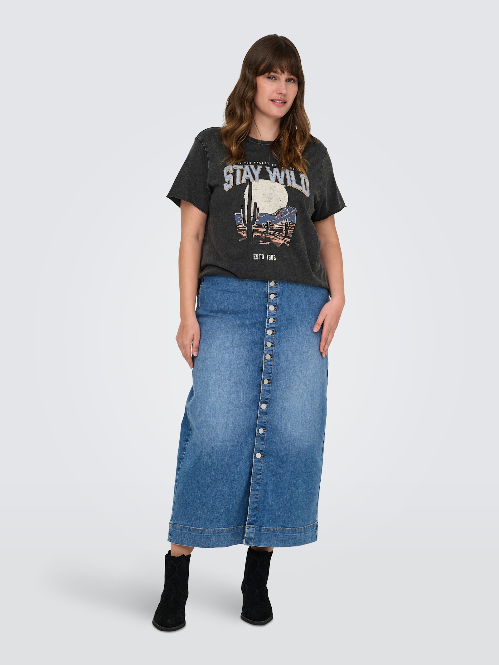 ONLY CARMAKOMA T-Shirt - black print:texana wild