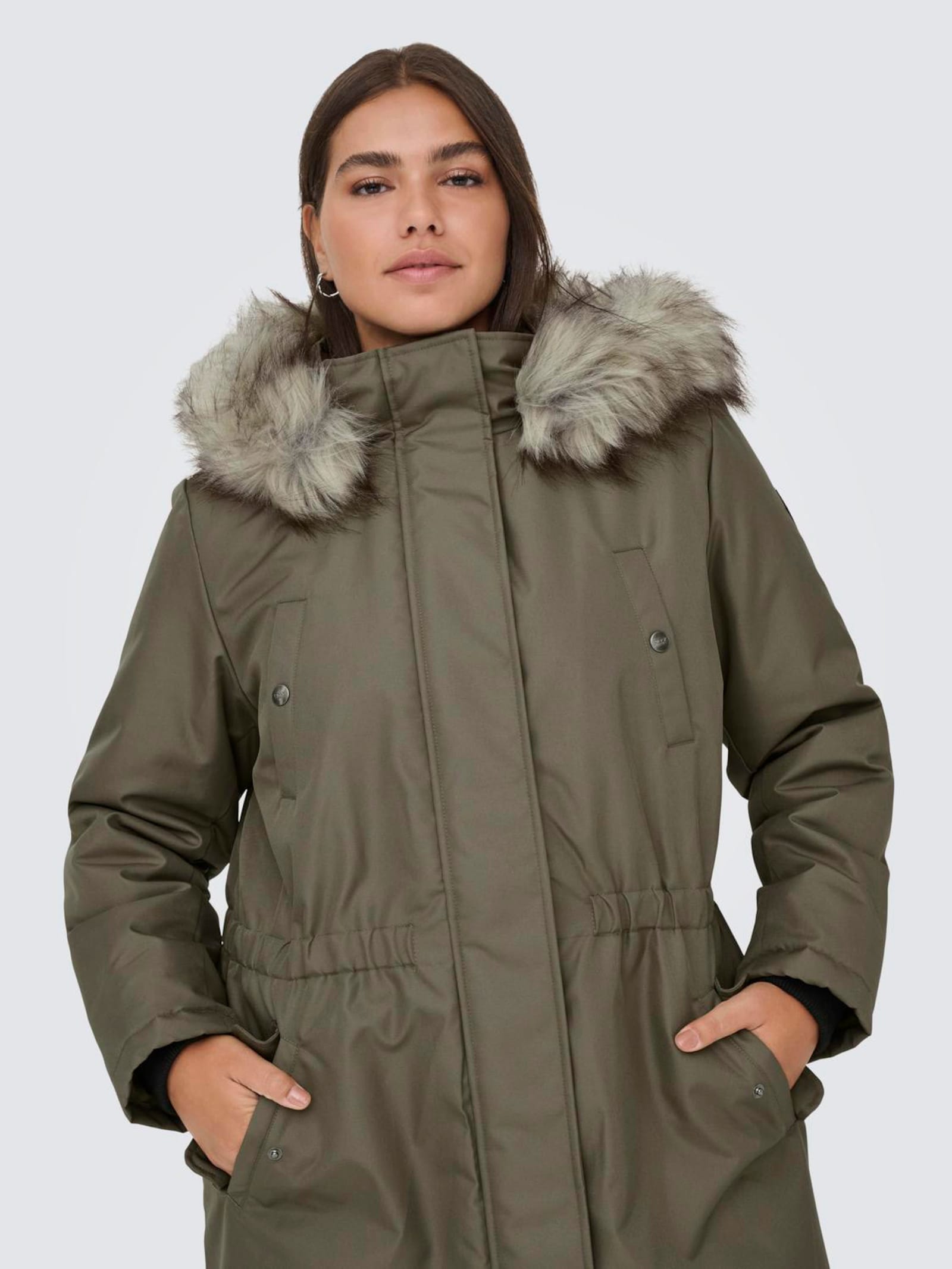 ONLY CARMAKOMA Parka - stone gray detail:nature fur